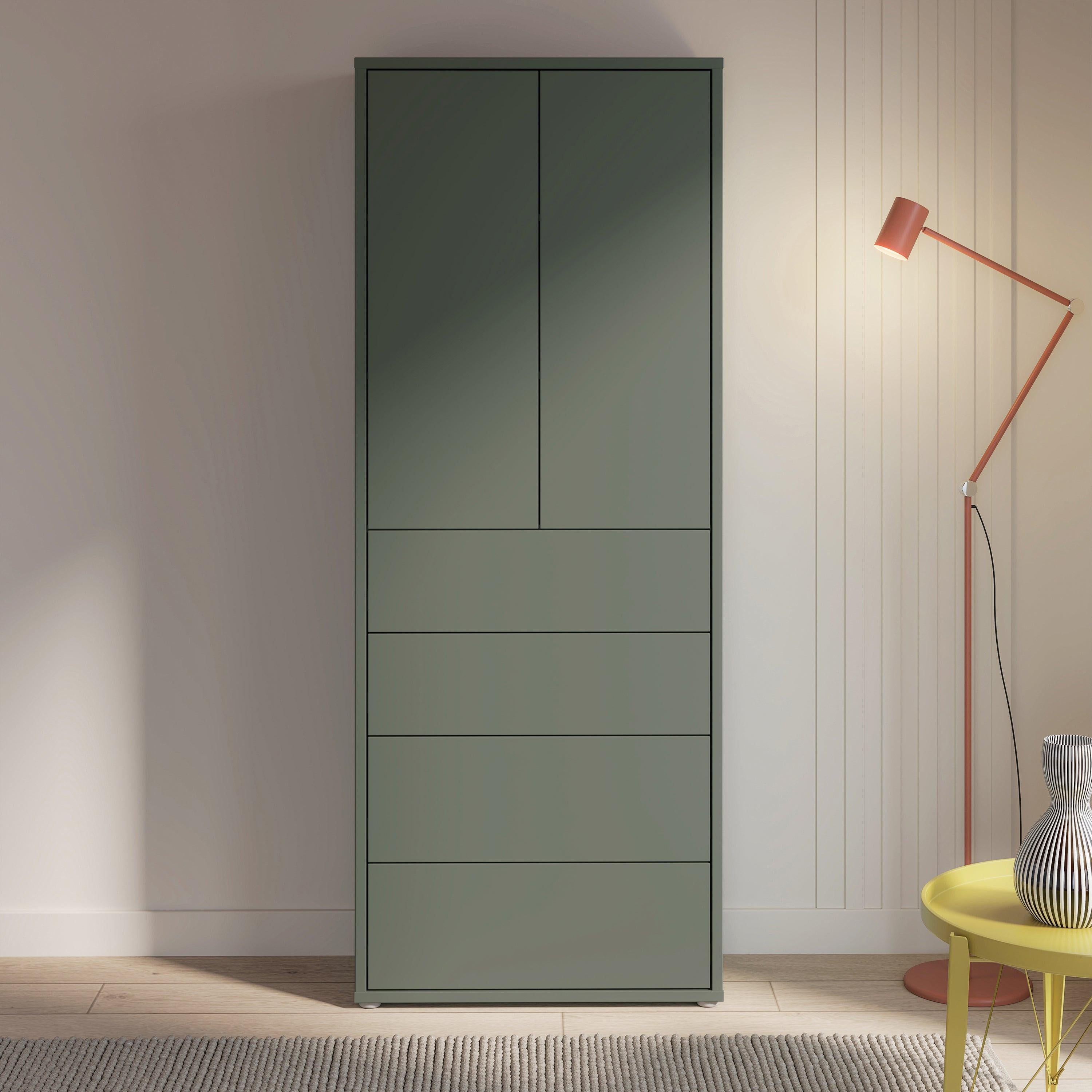 Alice Springs Tall Storage Cabinet with Push-to-Open Doors & 4 Drawers in Sage Green - image 6