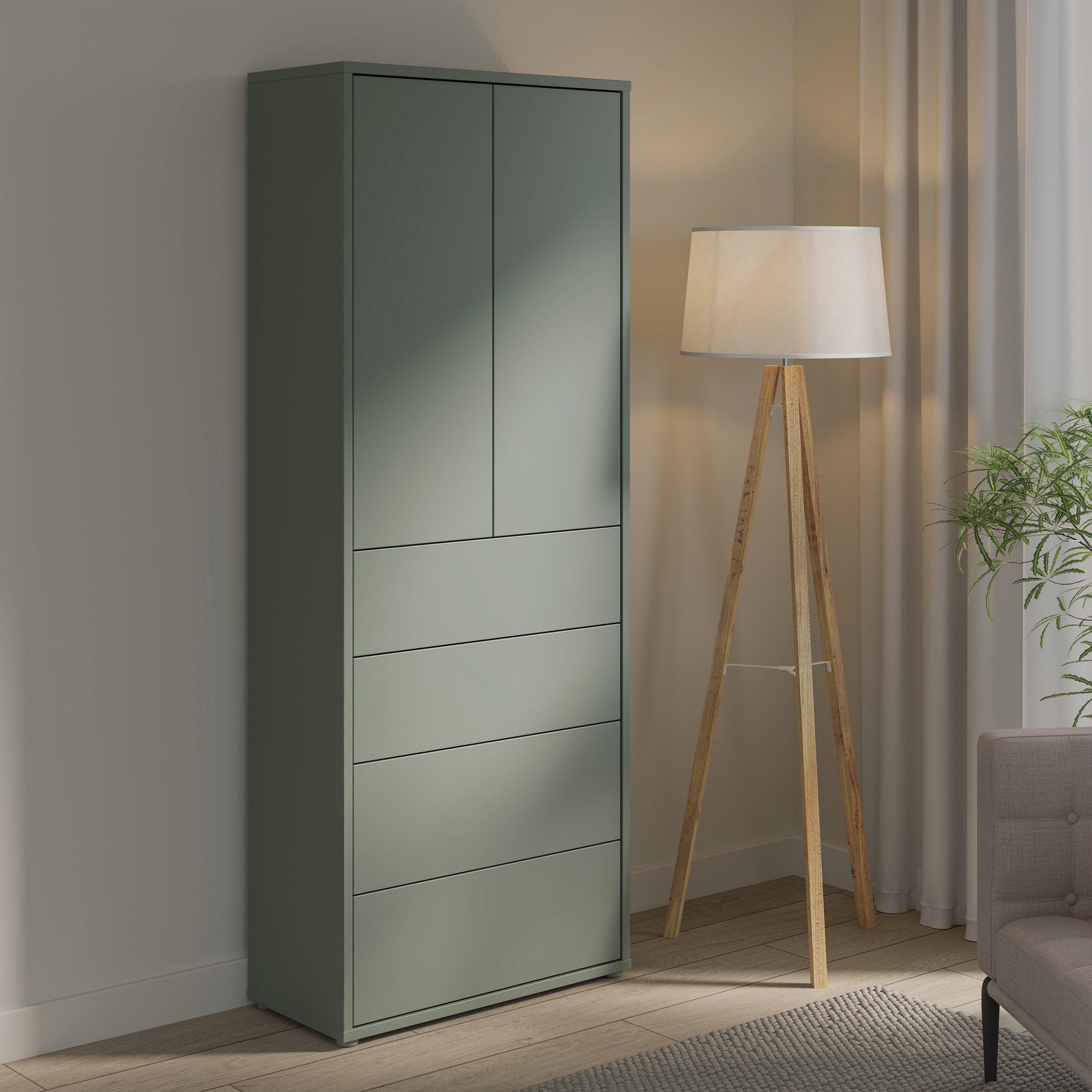Alice Springs Tall Storage Cabinet with Push-to-Open Doors & 4 Drawers in Sage Green - image 7