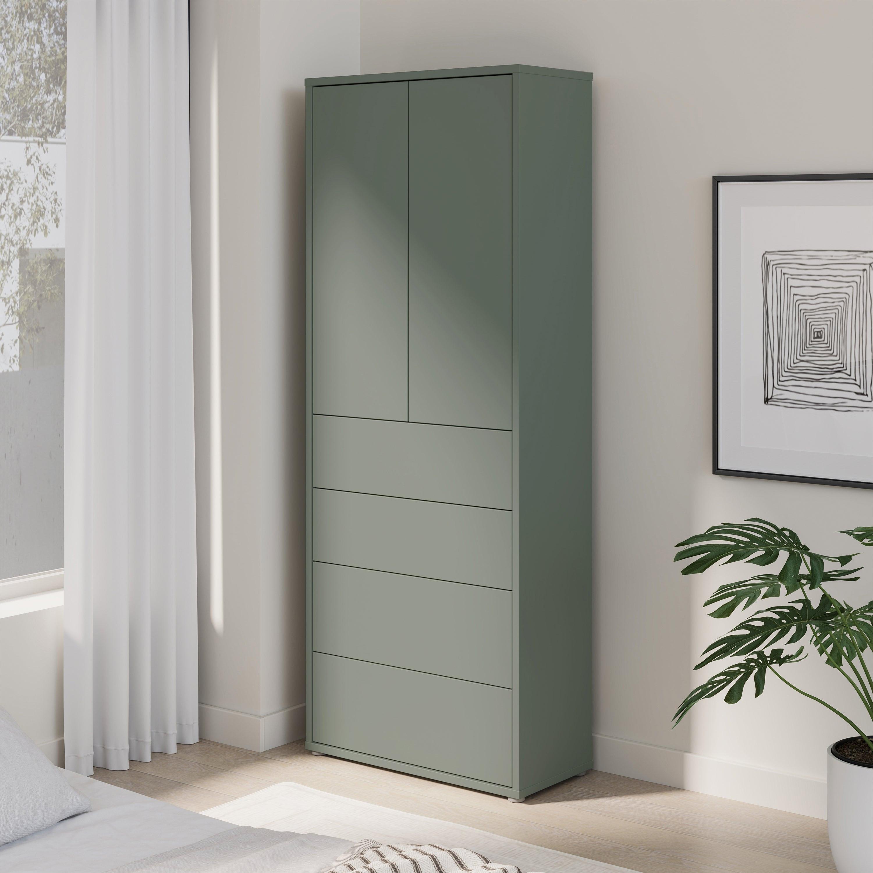 Alice Springs Tall Storage Cabinet with Push-to-Open Doors & 4 Drawers in Sage Green - image 8