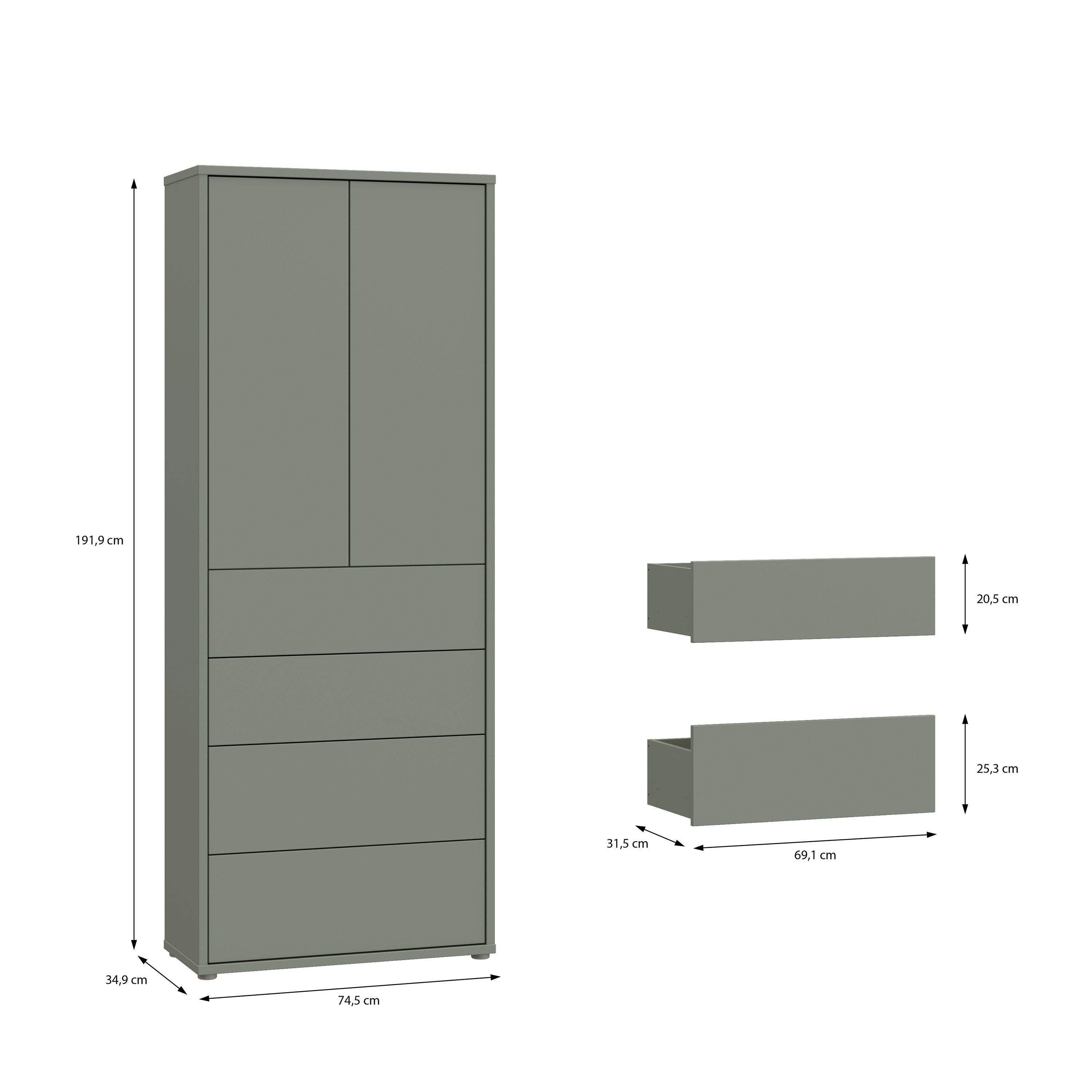 Alice Springs Tall Storage Cabinet with Push-to-Open Doors & 4 Drawers in Sage Green - image 9