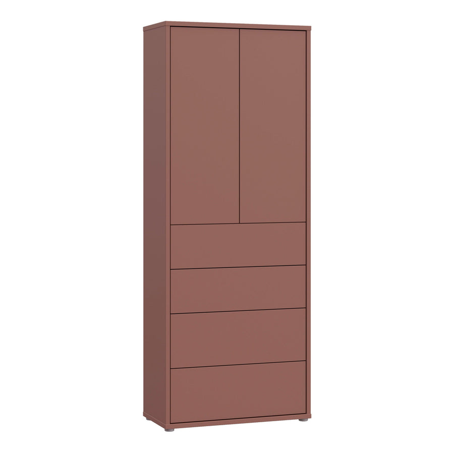 Alice Springs Tall Storage Cabinet with Push-to-Open Doors & 4 Drawers in Terracotta