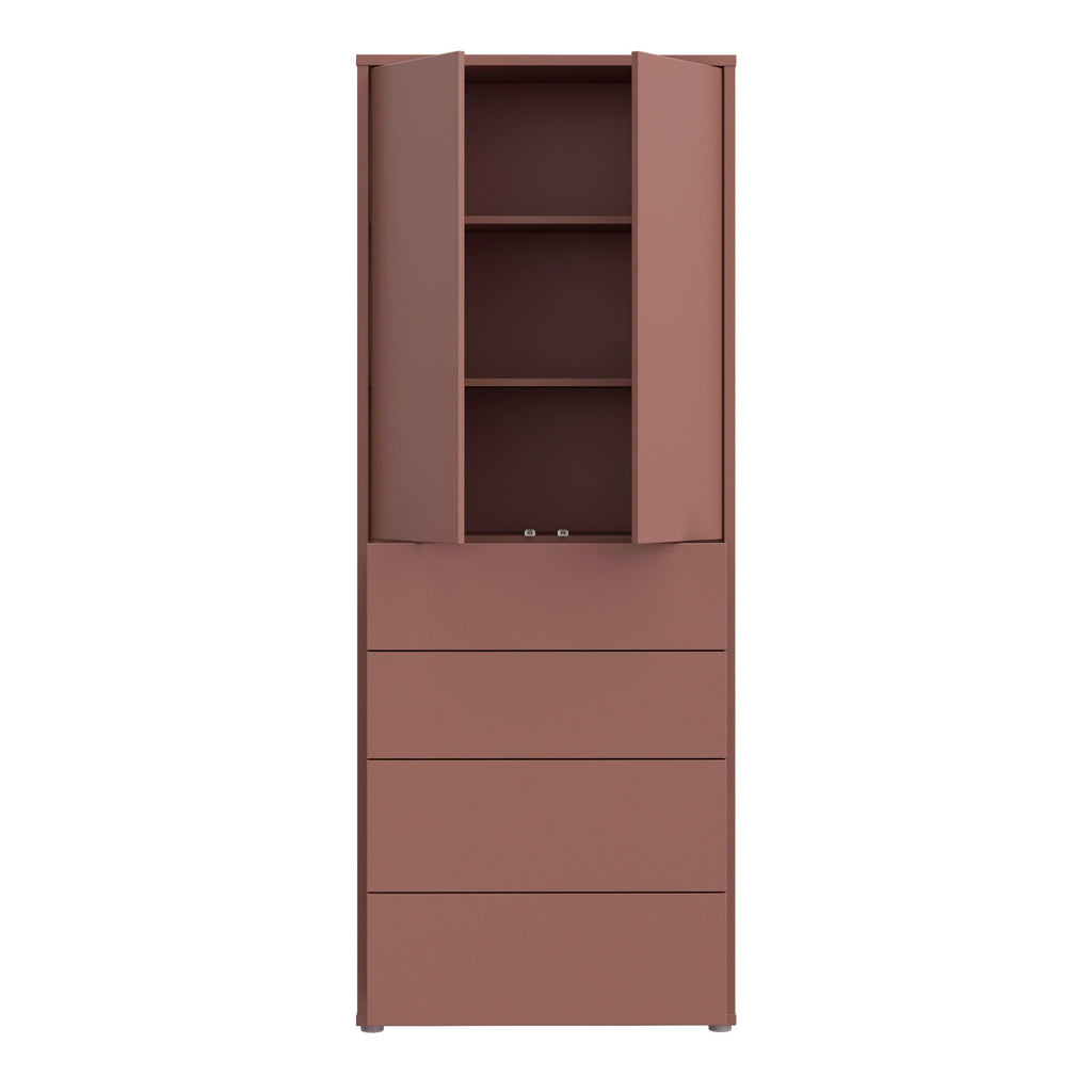 Alice Springs Tall Storage Cabinet with Push-to-Open Doors & 4 Drawers in Terracotta - image 5