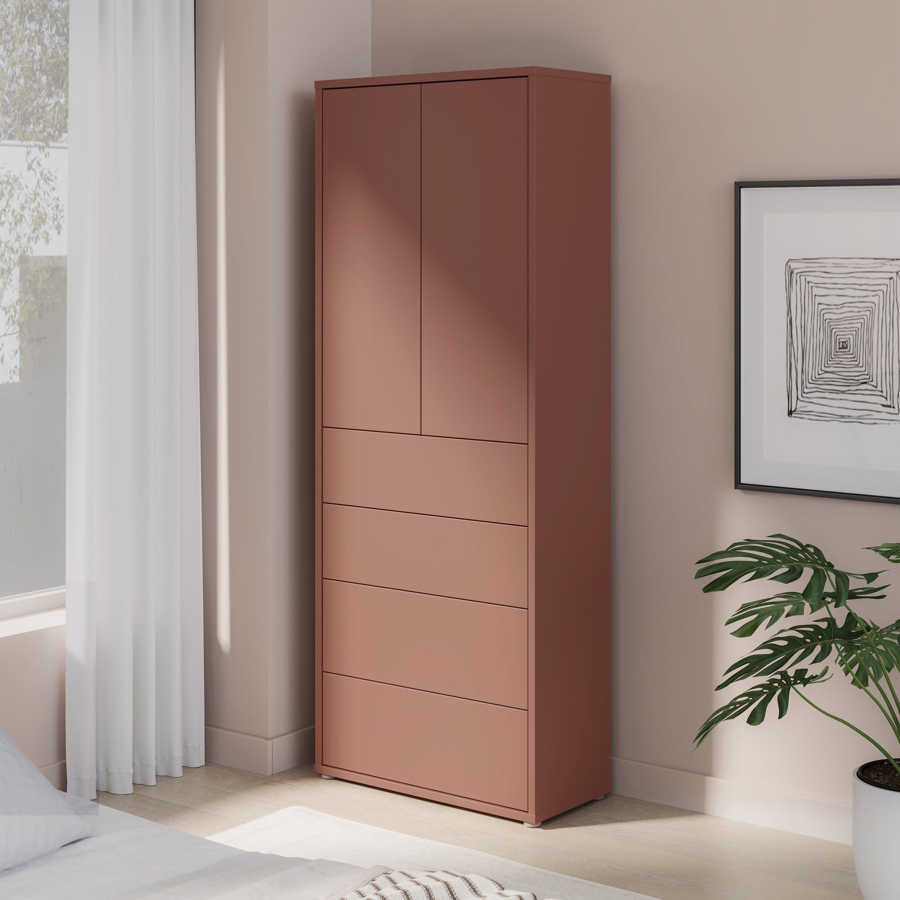 Alice Springs Tall Storage Cabinet with Push-to-Open Doors & 4 Drawers in Terracotta - image 7
