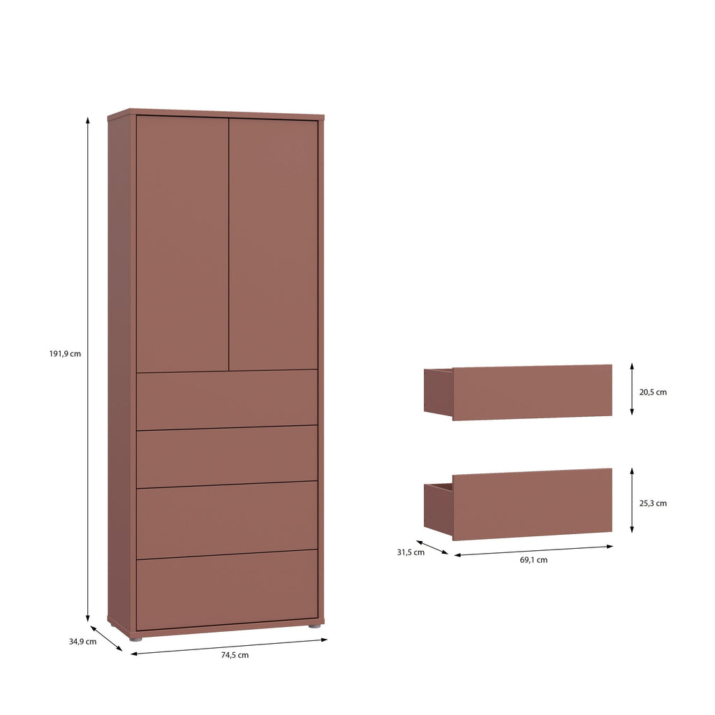 Alice Springs Tall Storage Cabinet with Push-to-Open Doors & 4 Drawers in Terracotta - image 9