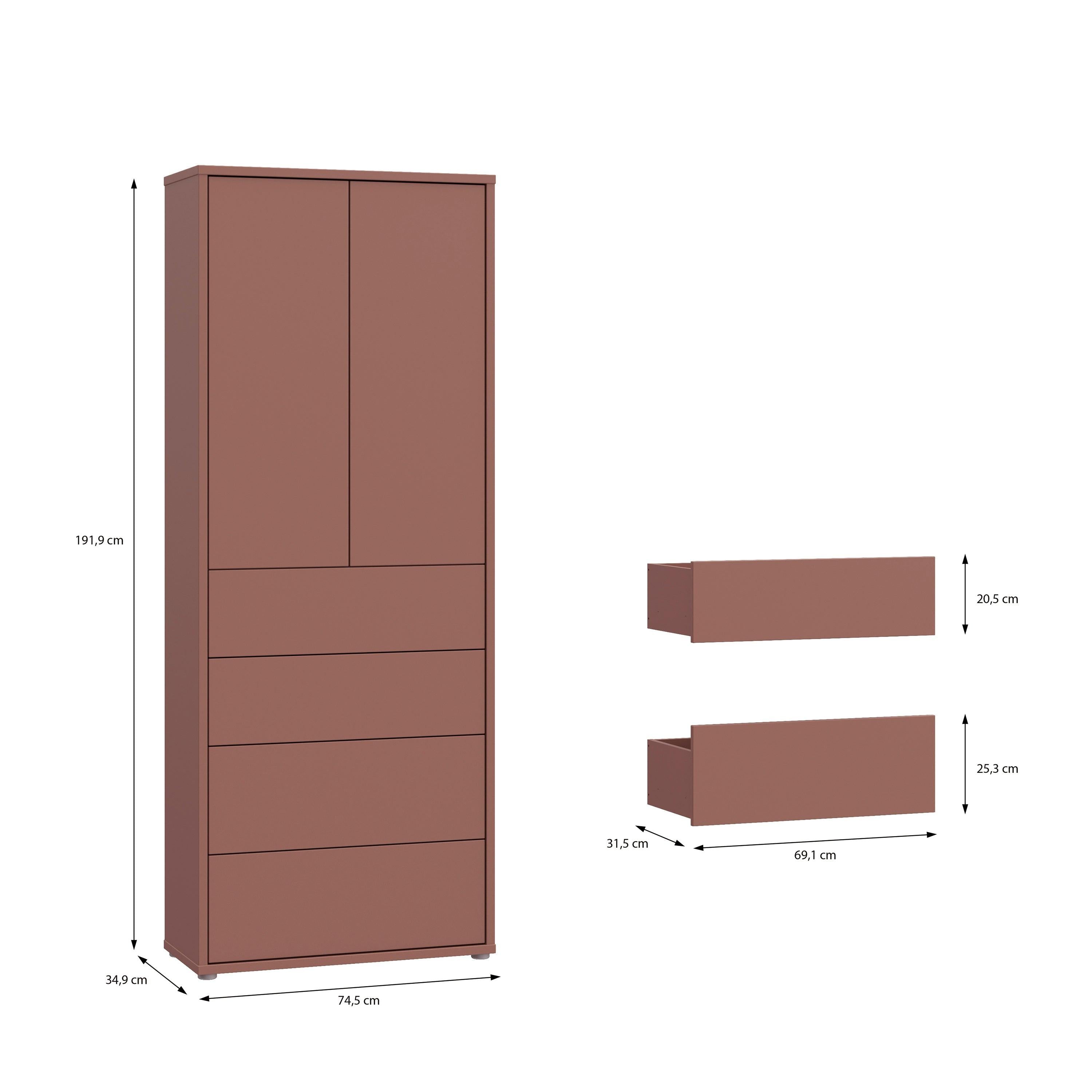 Alice Springs Tall Storage Cabinet with Push-to-Open Doors & 4 Drawers in Terracotta - image 9