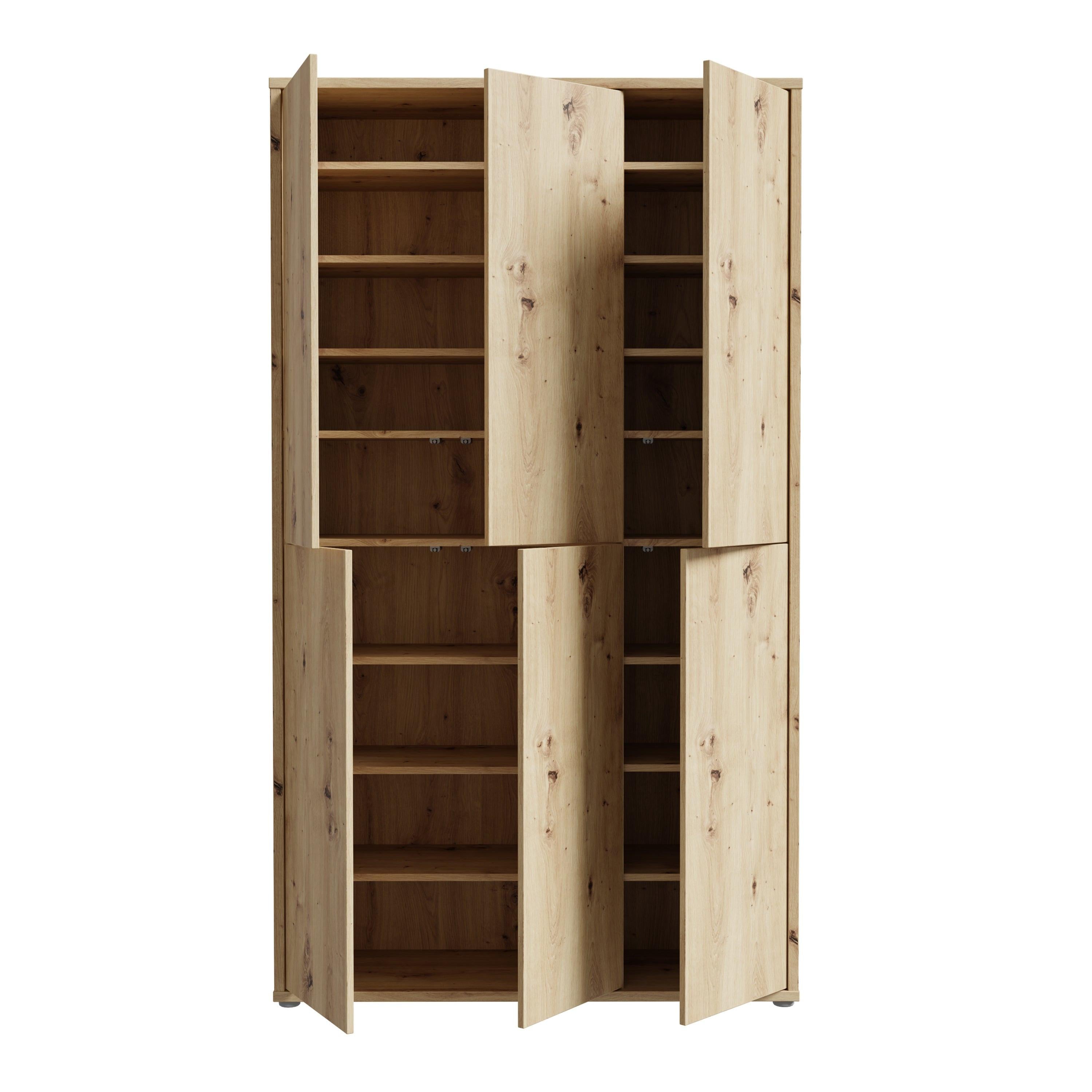 Alice Springs Shoe Cabinet with 6 Doors Push-to-Open in Artisan Oak - image 5