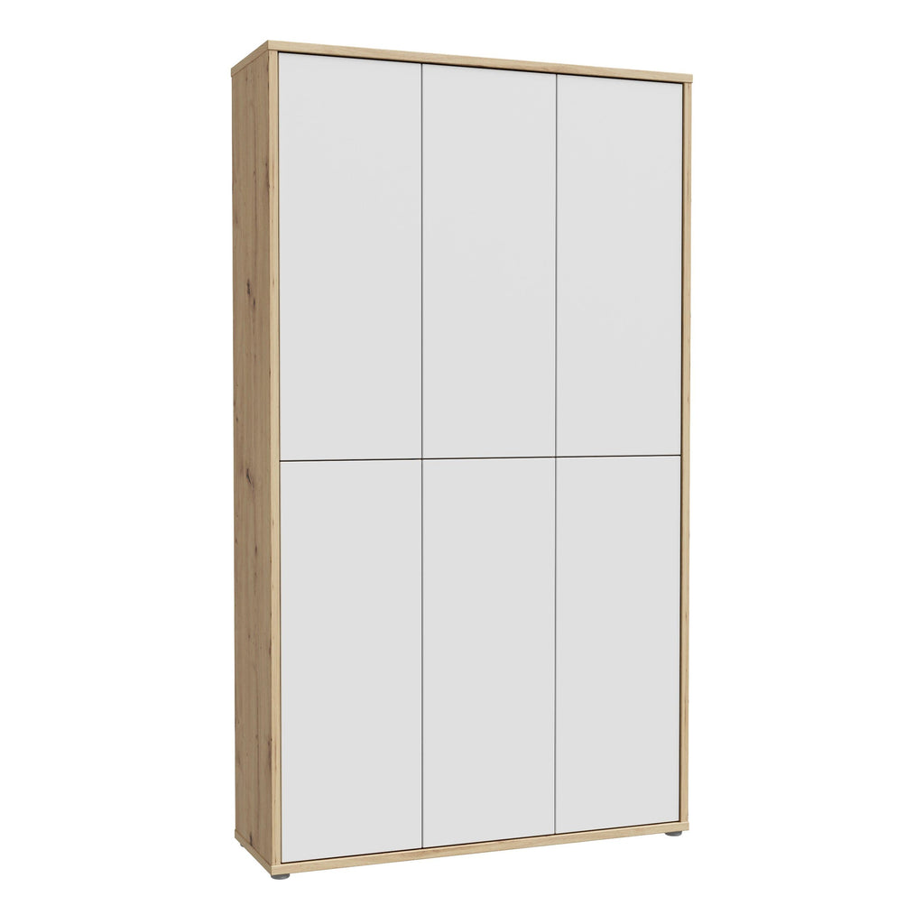 Alice Springs Shoe cabinet with 6 Doors Push-to-Open in Artisan Oak and Light Grey Doors