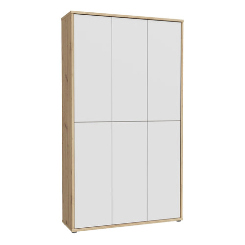 Alice Springs Shoe cabinet with 6 Doors Push-to-Open in Artisan Oak and Light Grey Doors