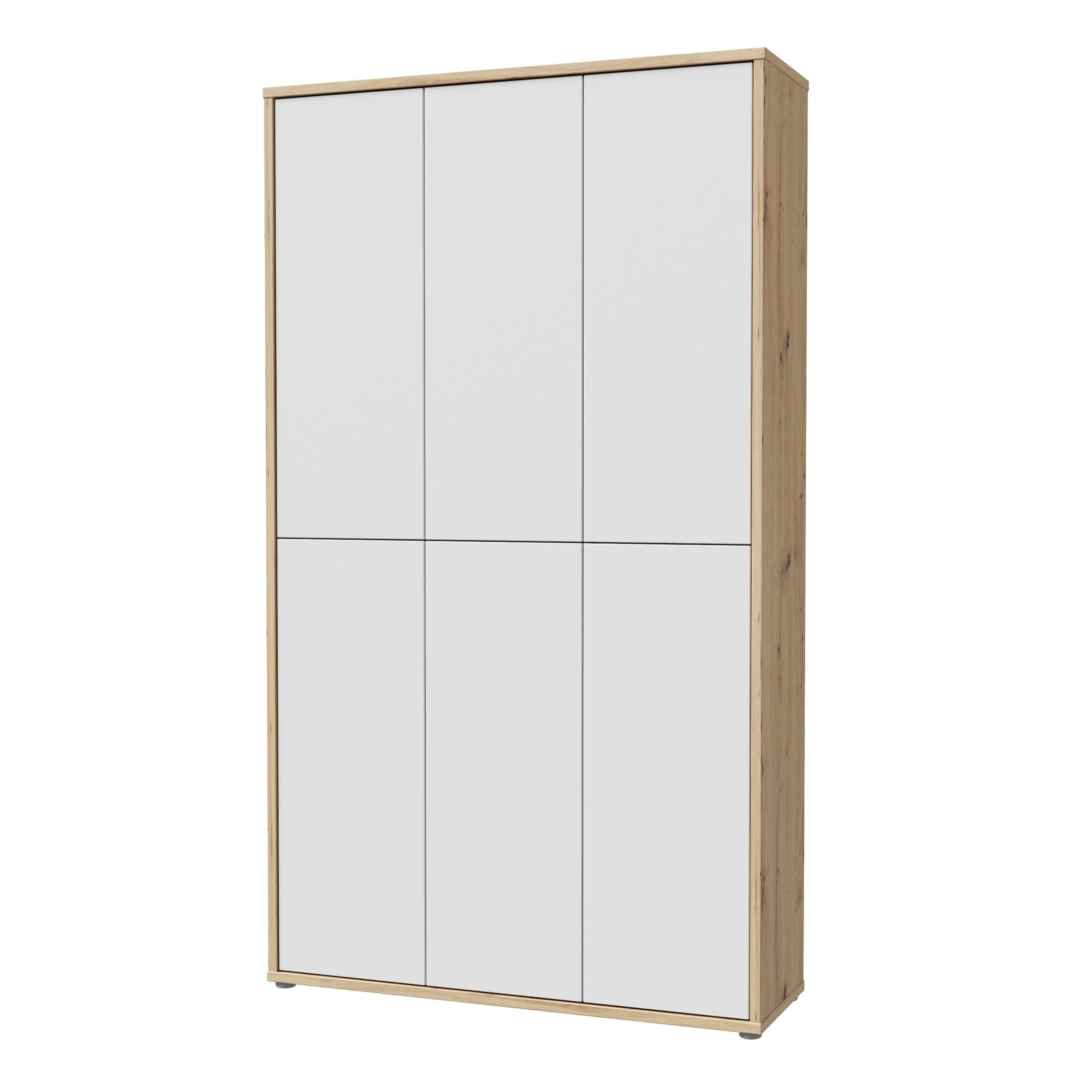 Alice Springs Shoe cabinet with 6 Doors Push-to-Open in Artisan Oak and Light Grey Doors - image 3