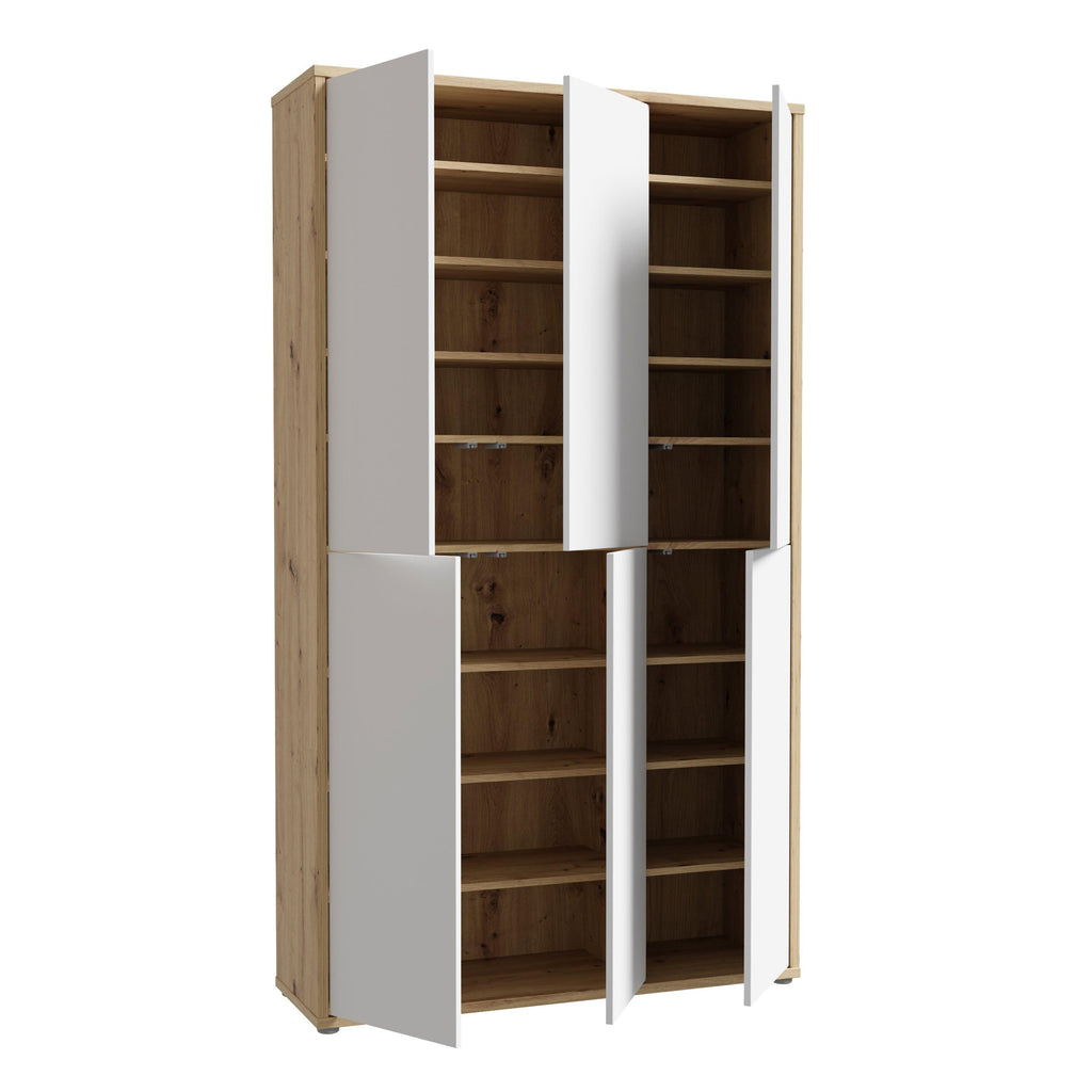 Alice Springs Shoe cabinet with 6 Doors Push-to-Open in Artisan Oak and Light Grey Doors - image 4