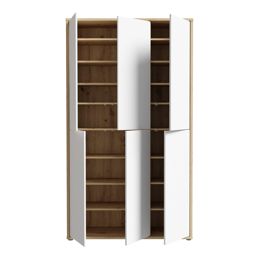 Alice Springs Shoe cabinet with 6 Doors Push-to-Open in Artisan Oak and Light Grey Doors - image 5