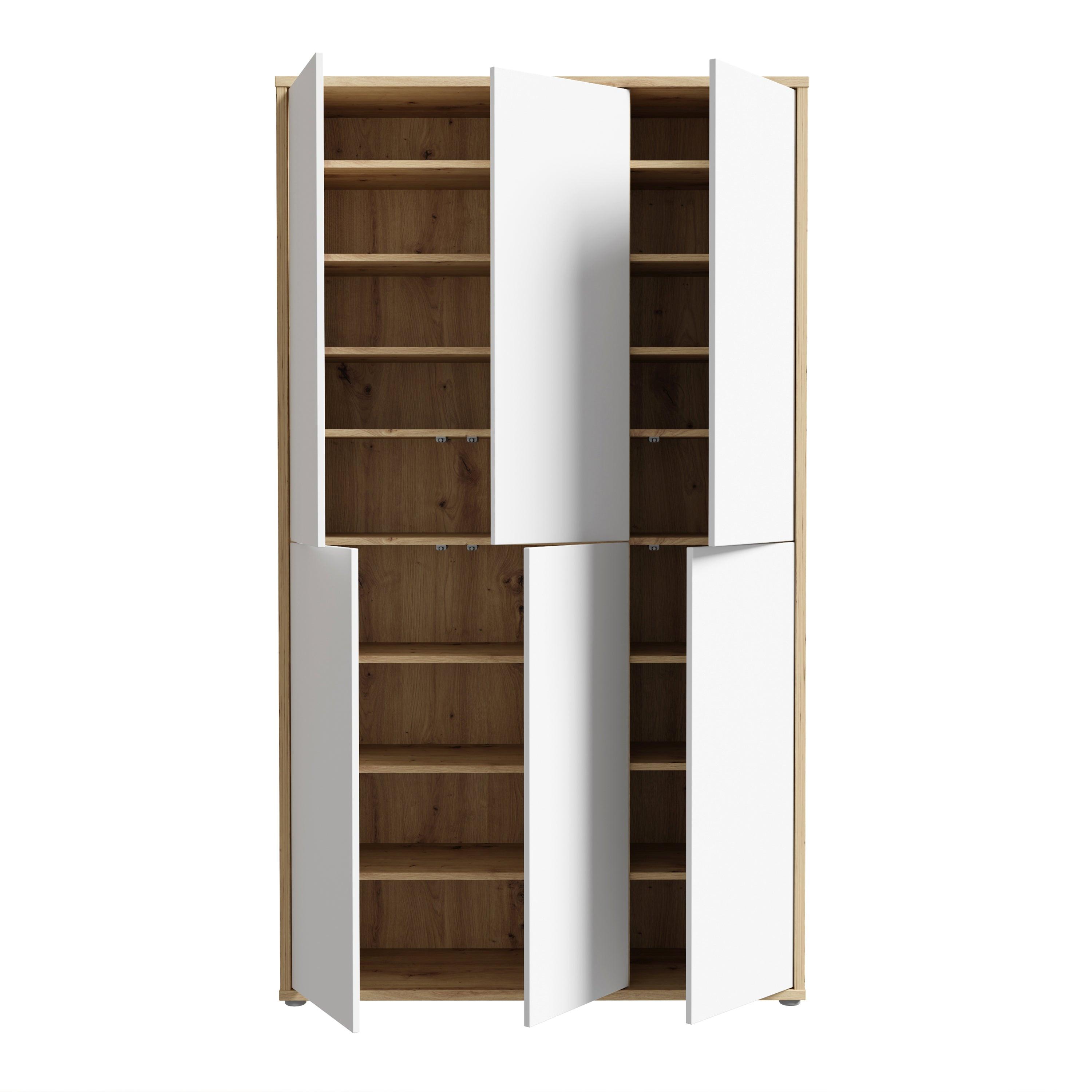Alice Springs Shoe cabinet with 6 Doors Push-to-Open in Artisan Oak and Light Grey Doors - image 5