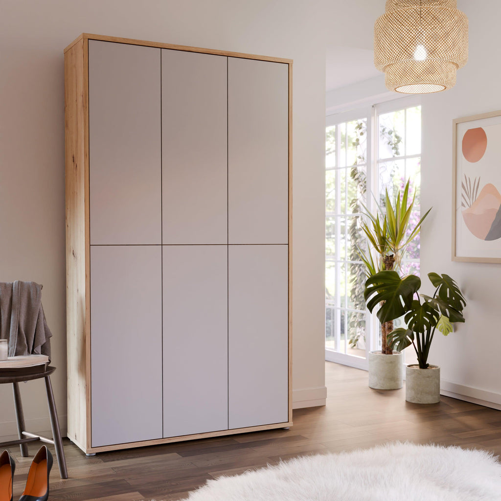 Alice Springs Shoe cabinet with 6 Doors Push-to-Open in Artisan Oak and Light Grey Doors - image 6