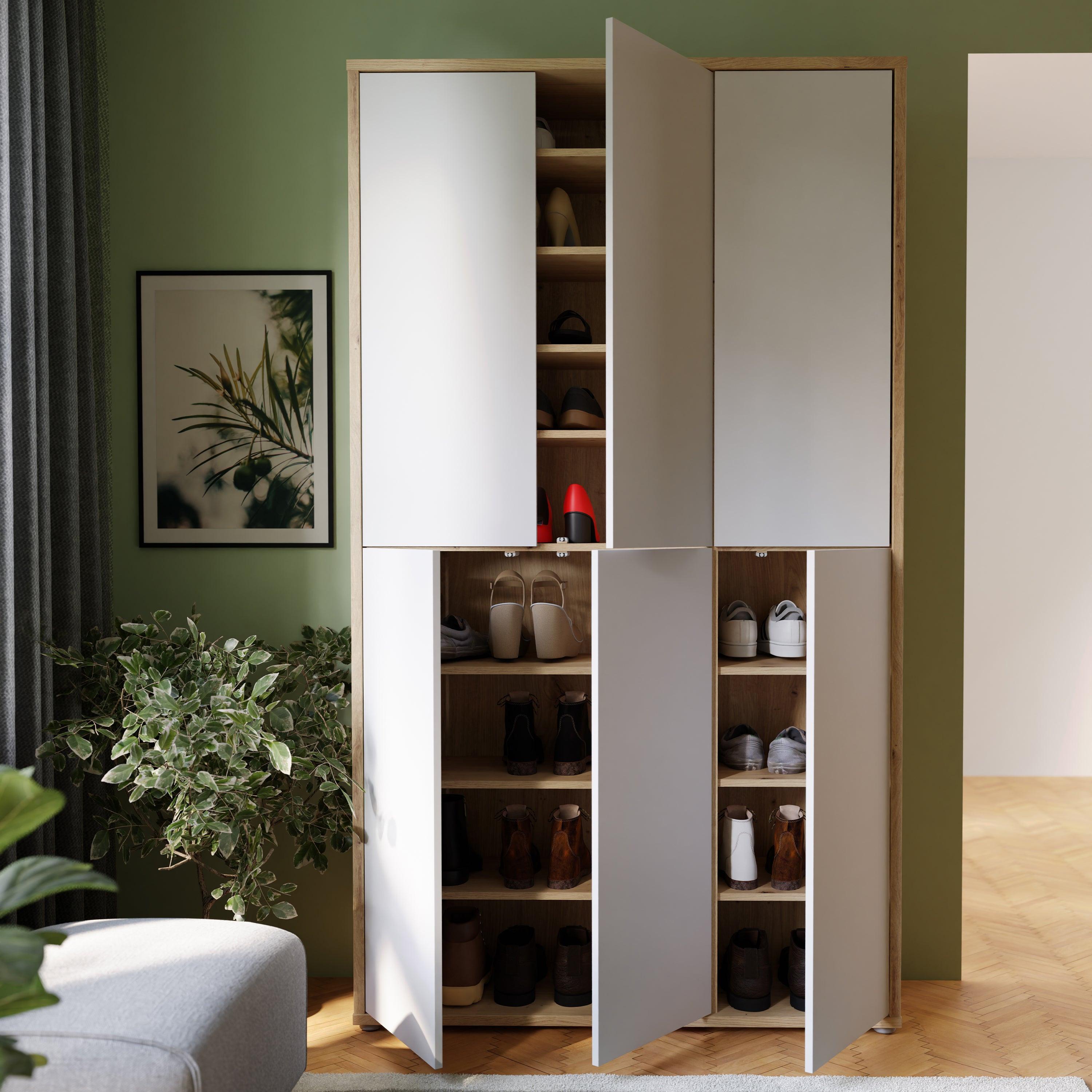 Alice Springs Shoe cabinet with 6 Doors Push-to-Open in Artisan Oak and Light Grey Doors - image 7