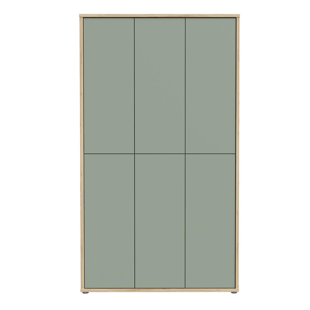 Alice Springs Shoe Cabinet with 6 Doors Push-to-Open in Artisan Oak and Sage Green Doors - image 2