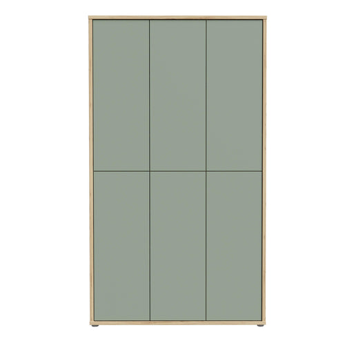 Alice Springs Shoe Cabinet with 6 Doors Push-to-Open in Artisan Oak and Sage Green Doors - image 2
