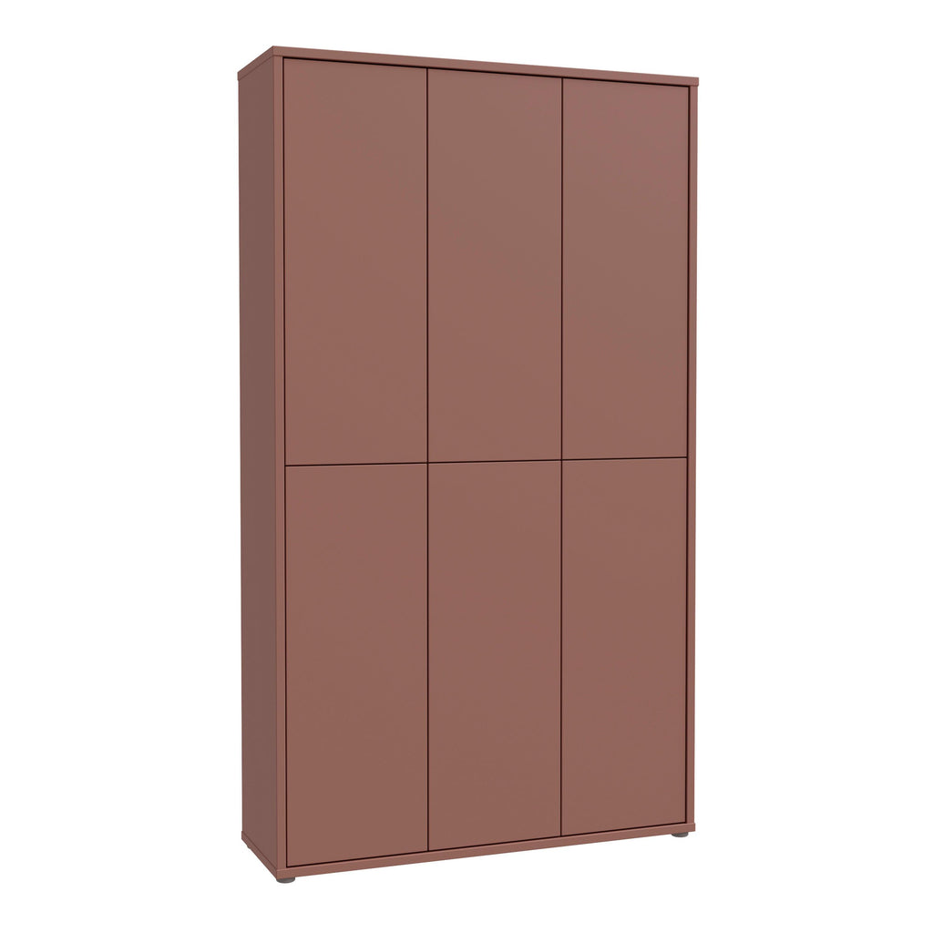 Alice Springs Tall Shoe Cabinet with 6 Doors Push-to-Open in Terracotta