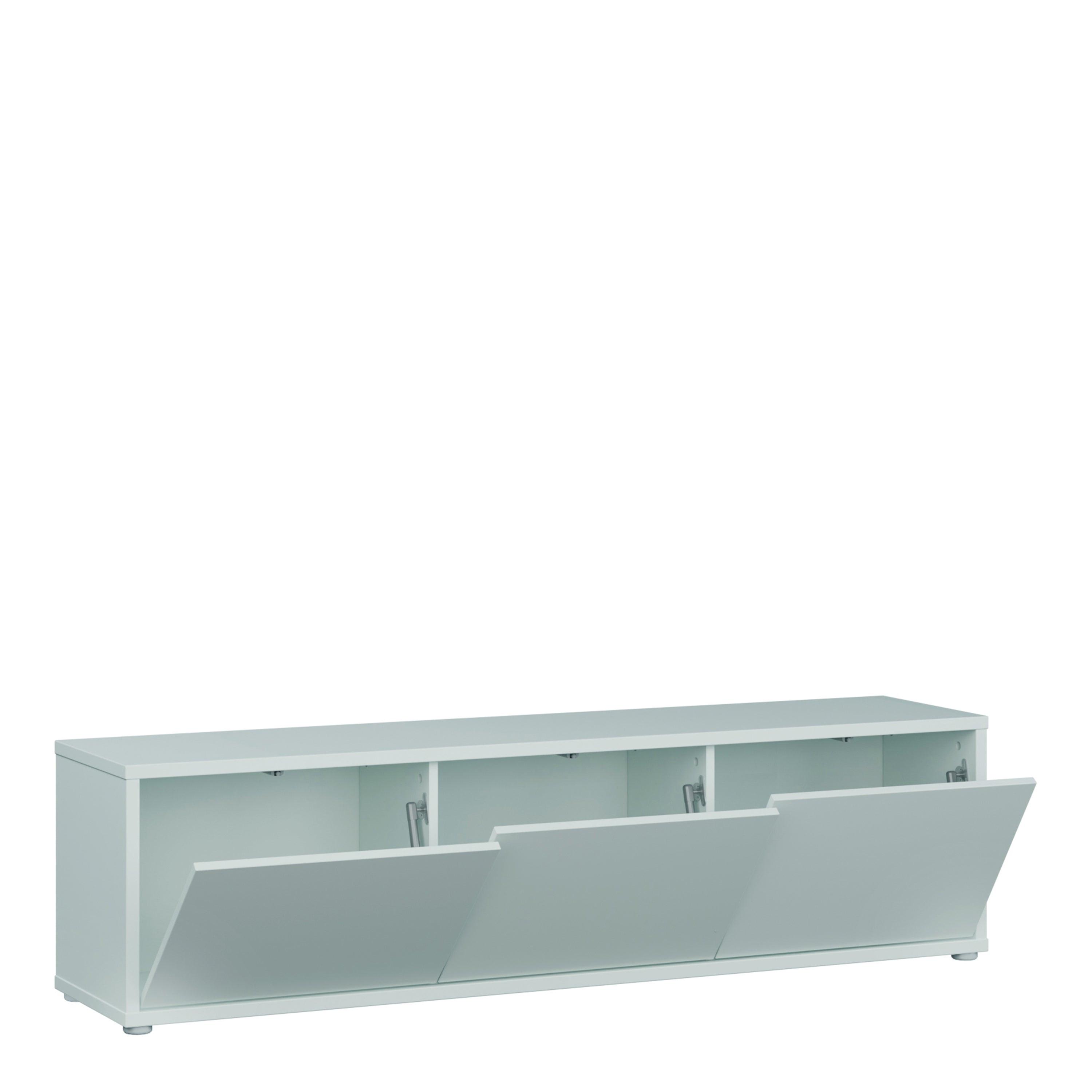 Alice Springs Wide TV Cabinet with 3 Doors Push-to-Open in Light Grey - image 4