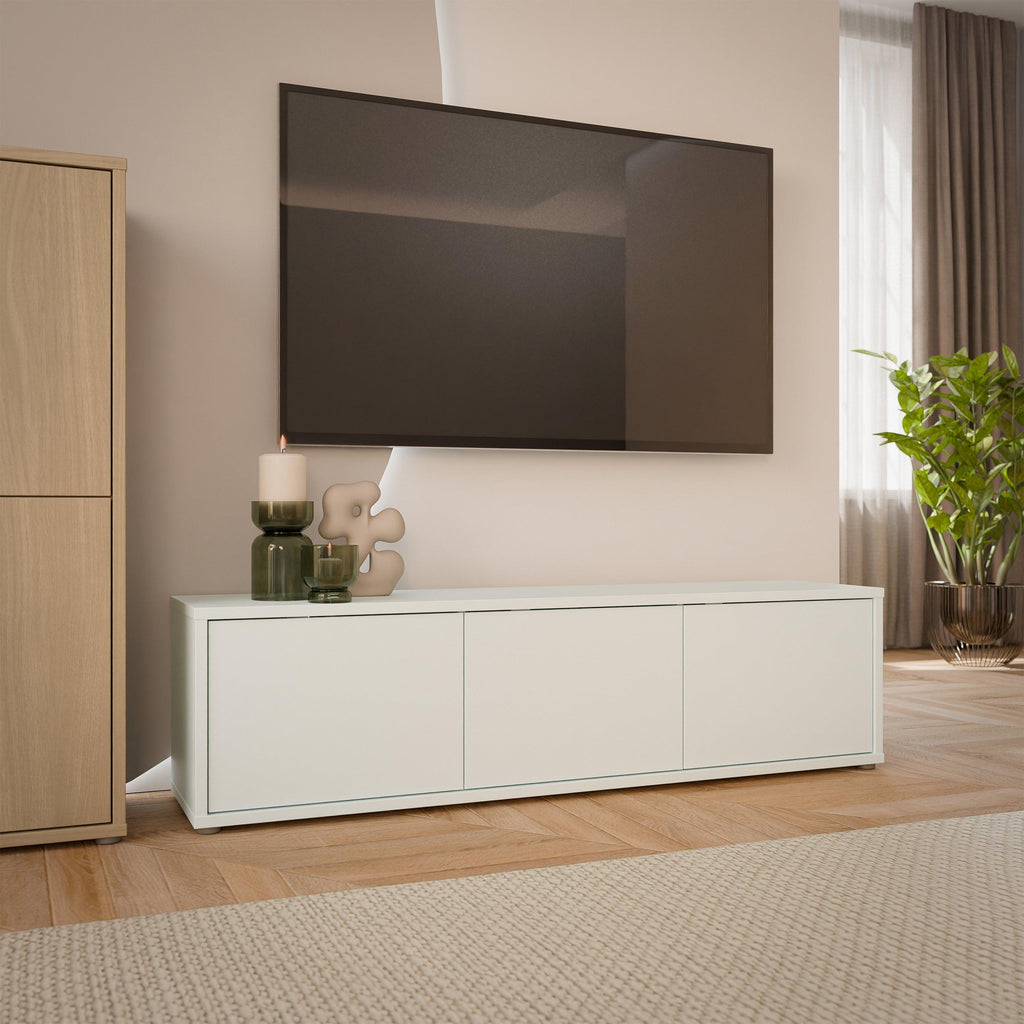Alice Springs Wide TV Cabinet with 3 Doors Push-to-Open in Light Grey - image 6