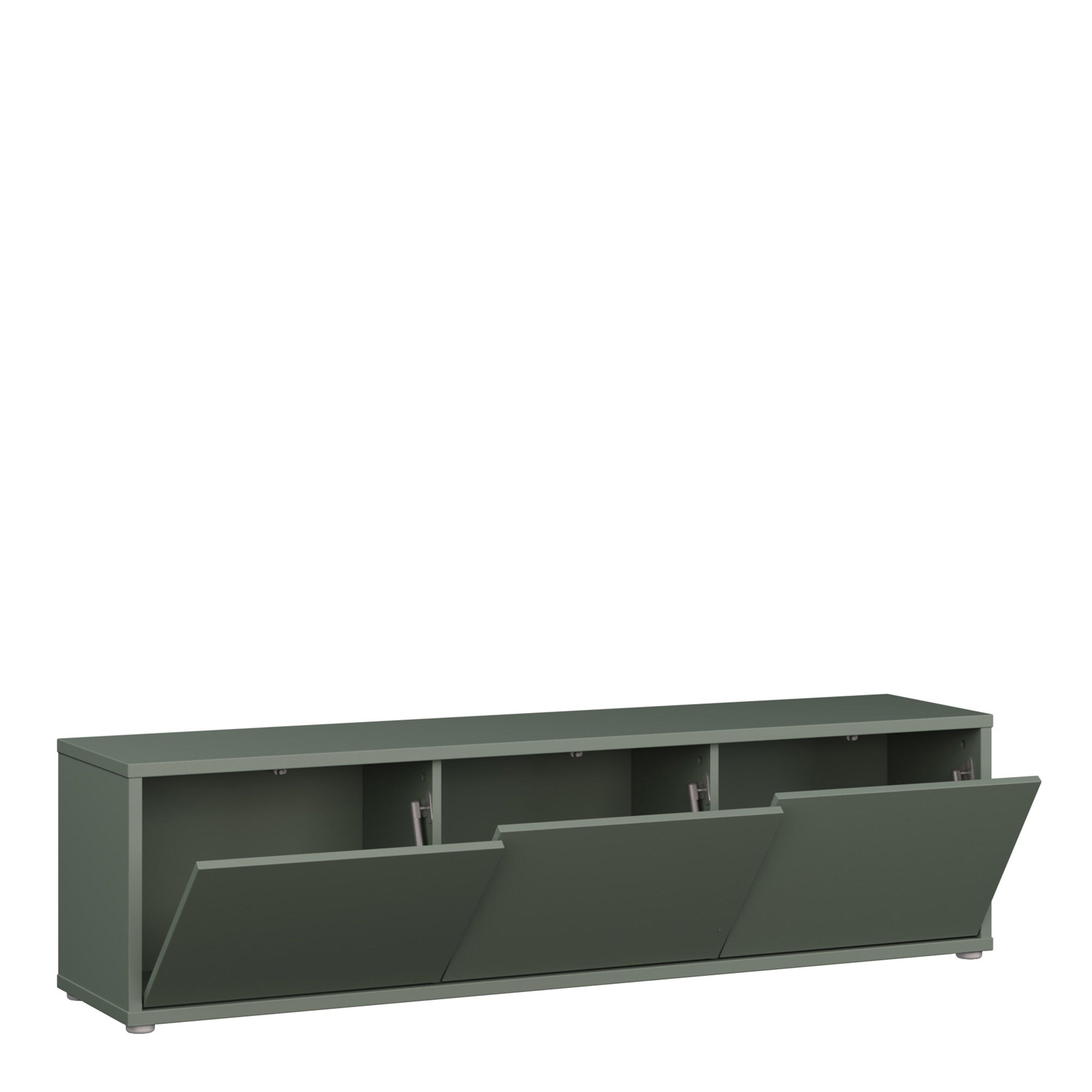 Alice Springs Wide TV Cabinet with 3 Doors Push-to-Open in Sage Green - image 4
