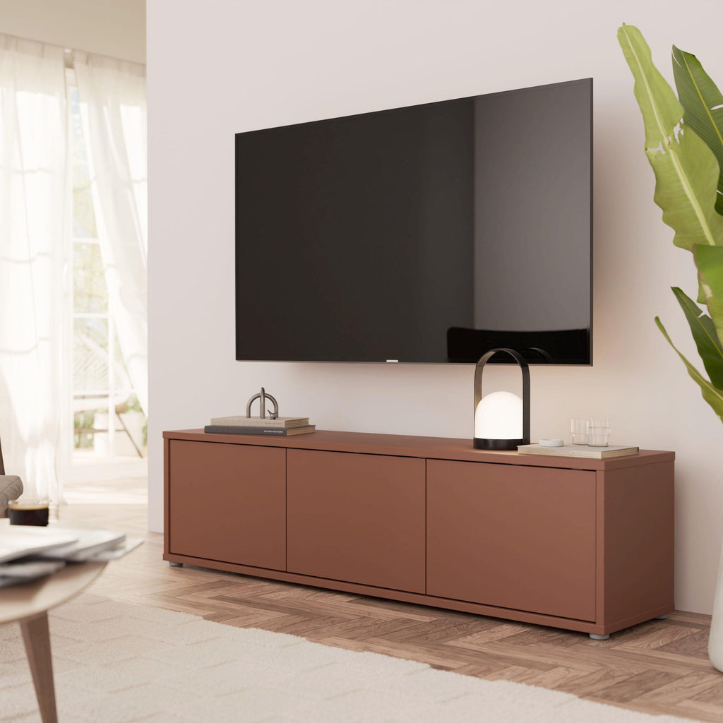 Alice Springs Wide TV Cabinet with 3 Doors Push-to-Open in Terracotta - image 6