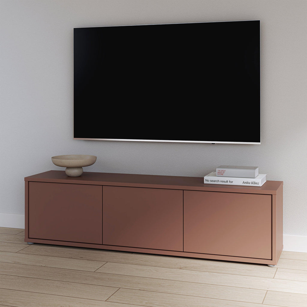 Alice Springs Wide TV Cabinet with 3 Doors Push-to-Open in Terracotta - image 7