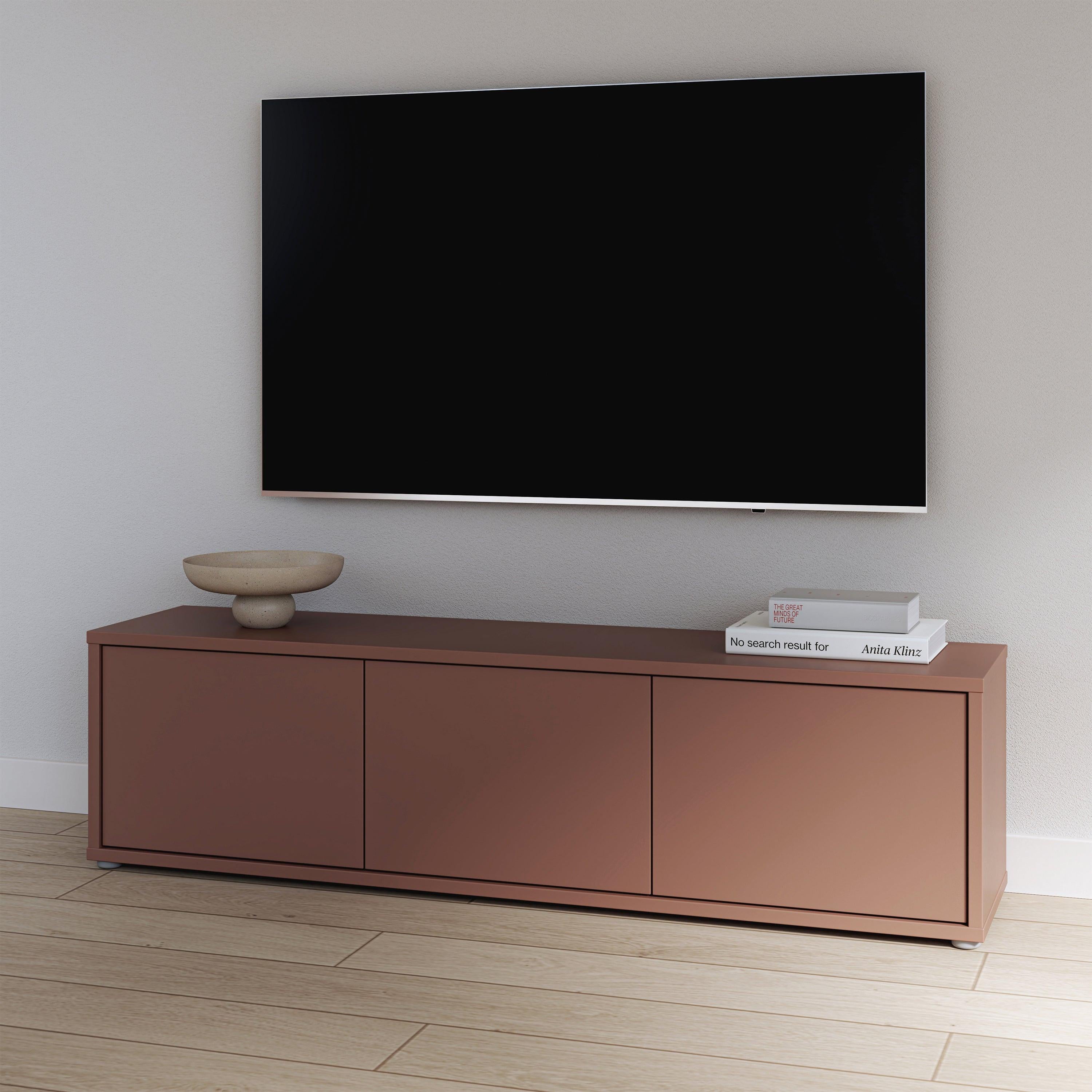 Alice Springs Wide TV Cabinet with 3 Doors Push-to-Open in Terracotta - image 7