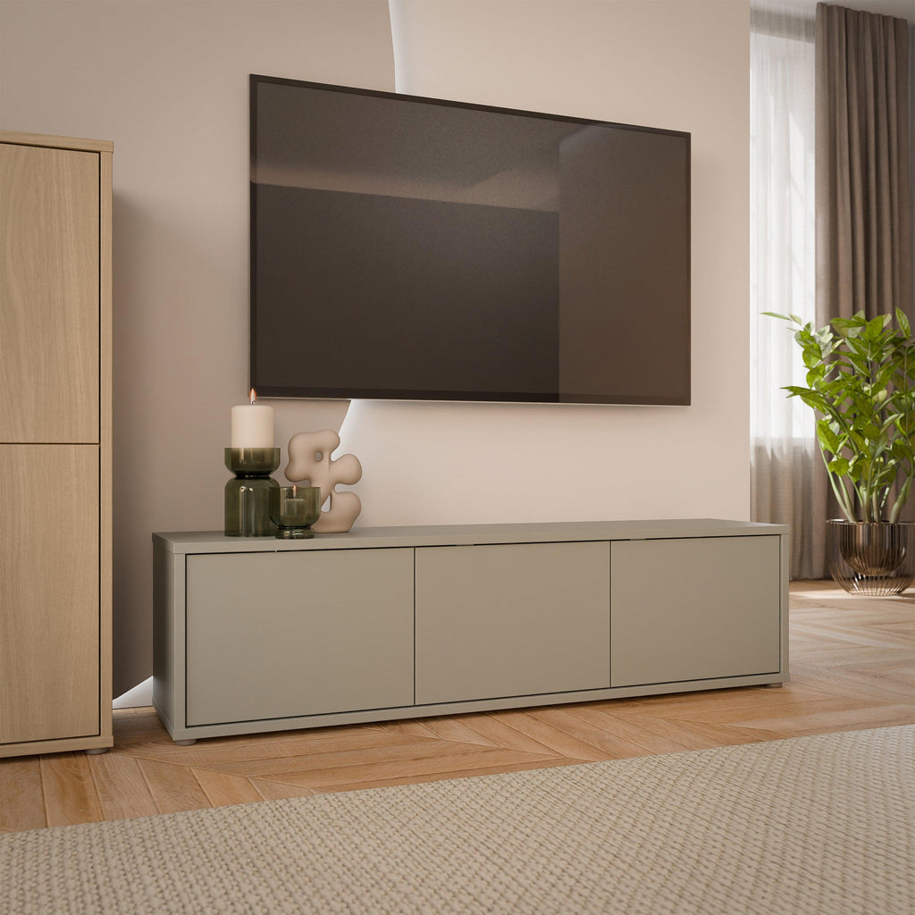 Alice Springs Wide TV Cabinet with 3 Doors Push-to-Open in Taupe - image 6