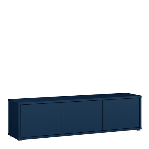 Alice Springs Wide TV Cabinet with 3 Doors Push-to-Open in Night Blue