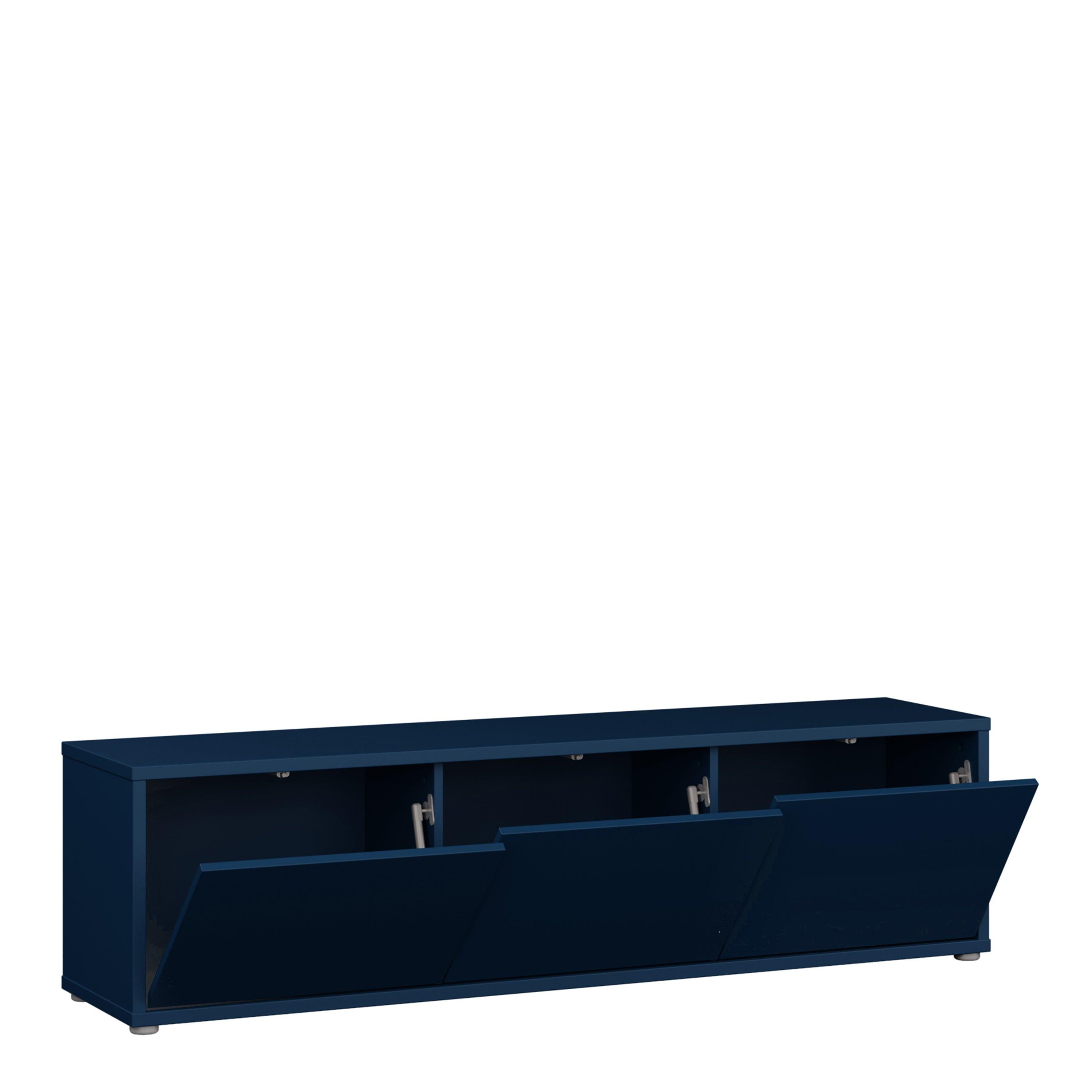 Alice Springs Wide TV Cabinet with 3 Doors Push-to-Open in Night Blue - image 4