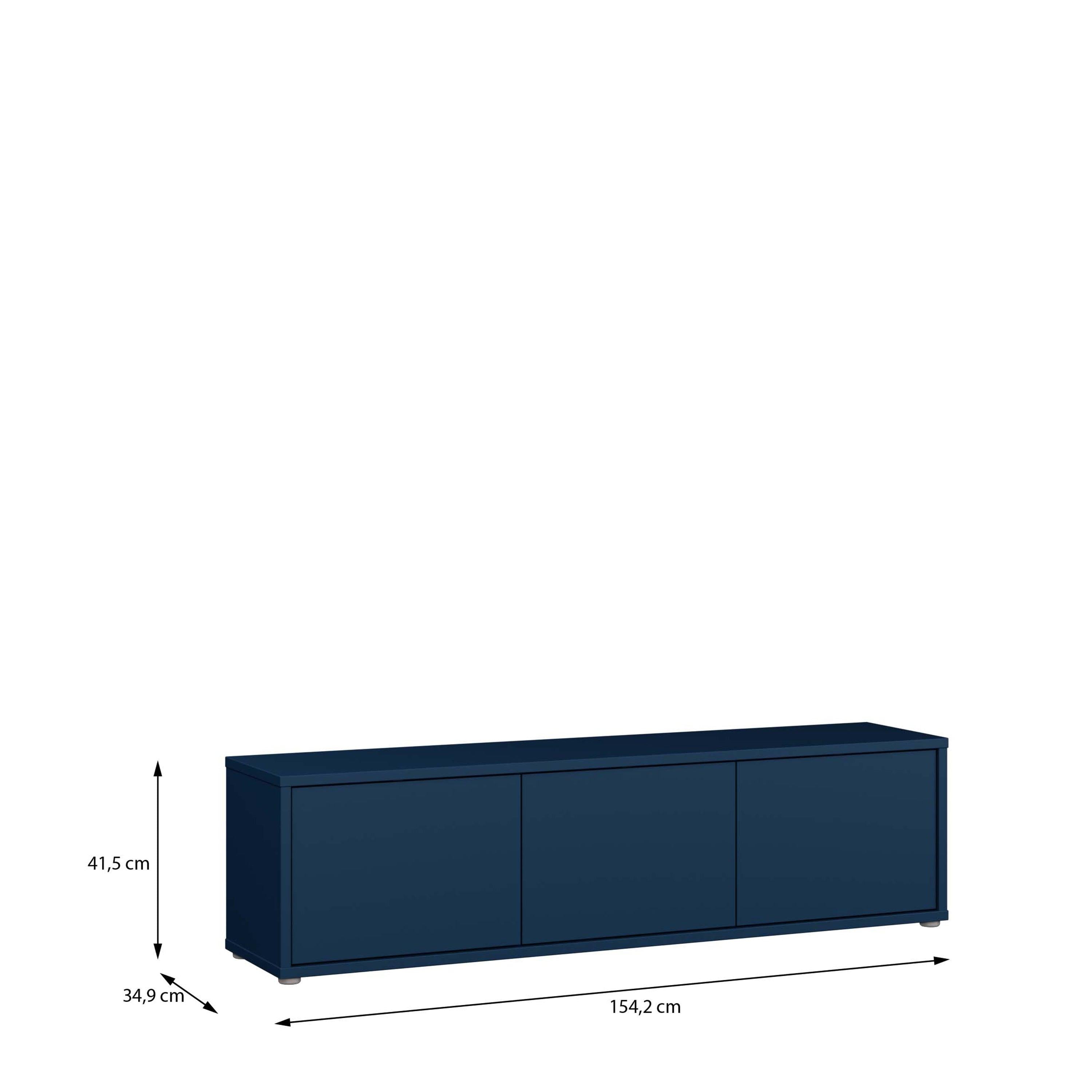 Alice Springs Wide TV Cabinet with 3 Doors Push-to-Open in Night Blue - image 7