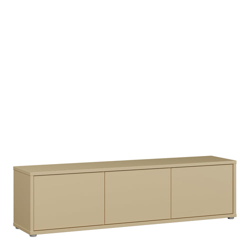 Alice Springs Wide TV Cabinet with 3 Doors Push-to-Open in Butter Yellow