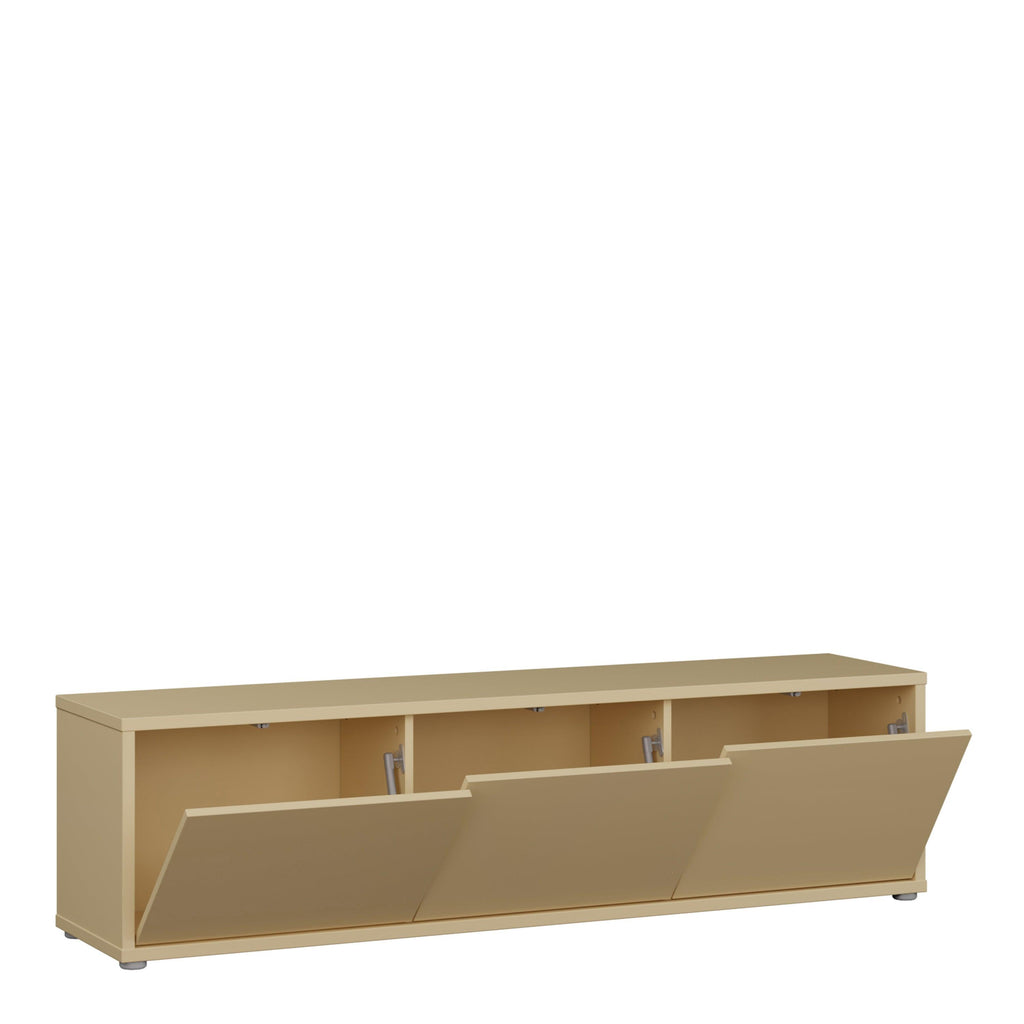 Alice Springs Wide TV Cabinet with 3 Doors Push-to-Open in Butter Yellow - image 4