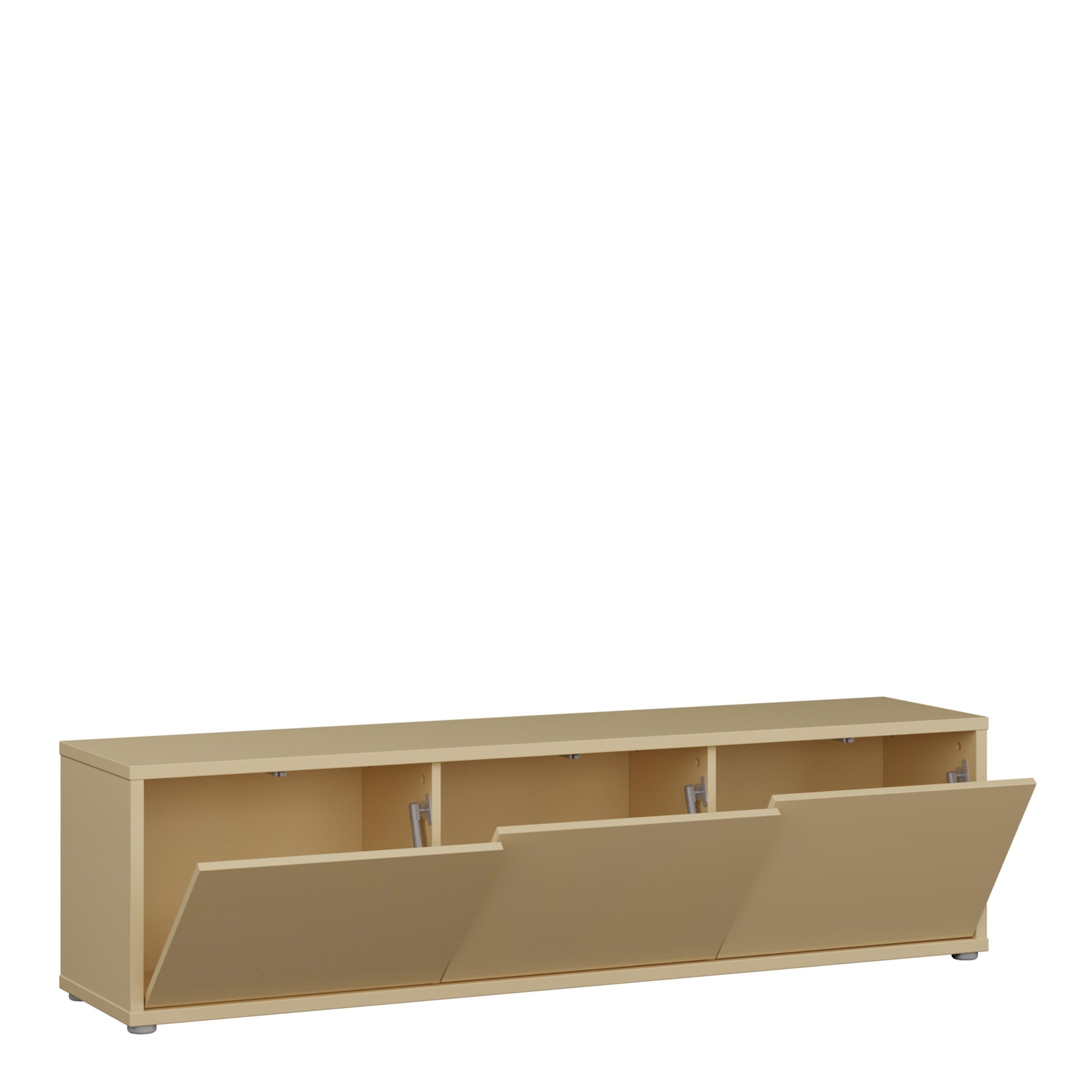 Alice Springs Wide TV Cabinet with 3 Doors Push-to-Open in Butter Yellow - image 4