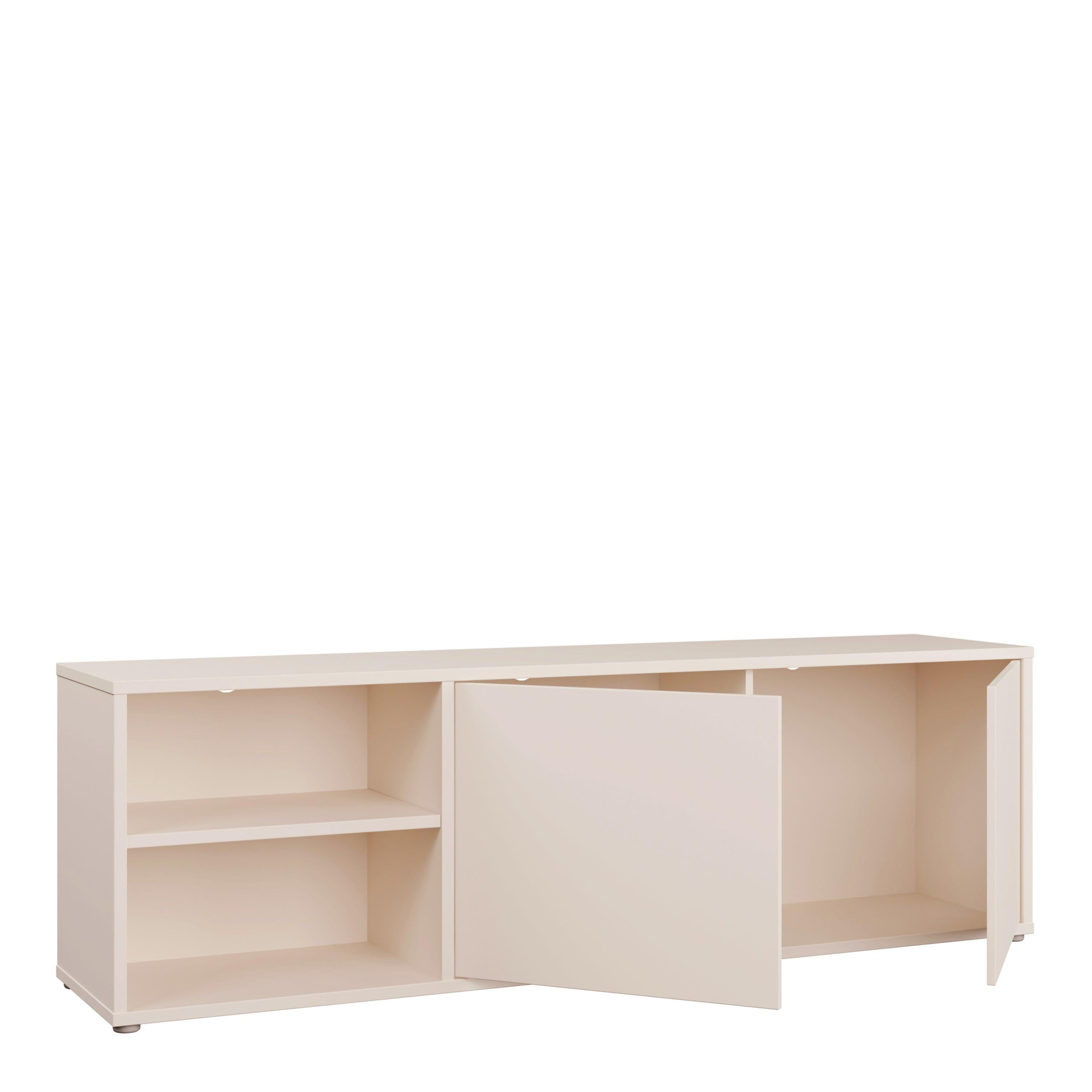 Alice Springs Wide TV Cabinet with 2 Doors Push-to-Open & 1 Open Shelf in Sand - image 4
