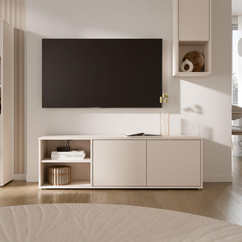 Alice Springs Wide TV Cabinet with 2 Doors Push-to-Open & 1 Open Shelf in Sand - image 6