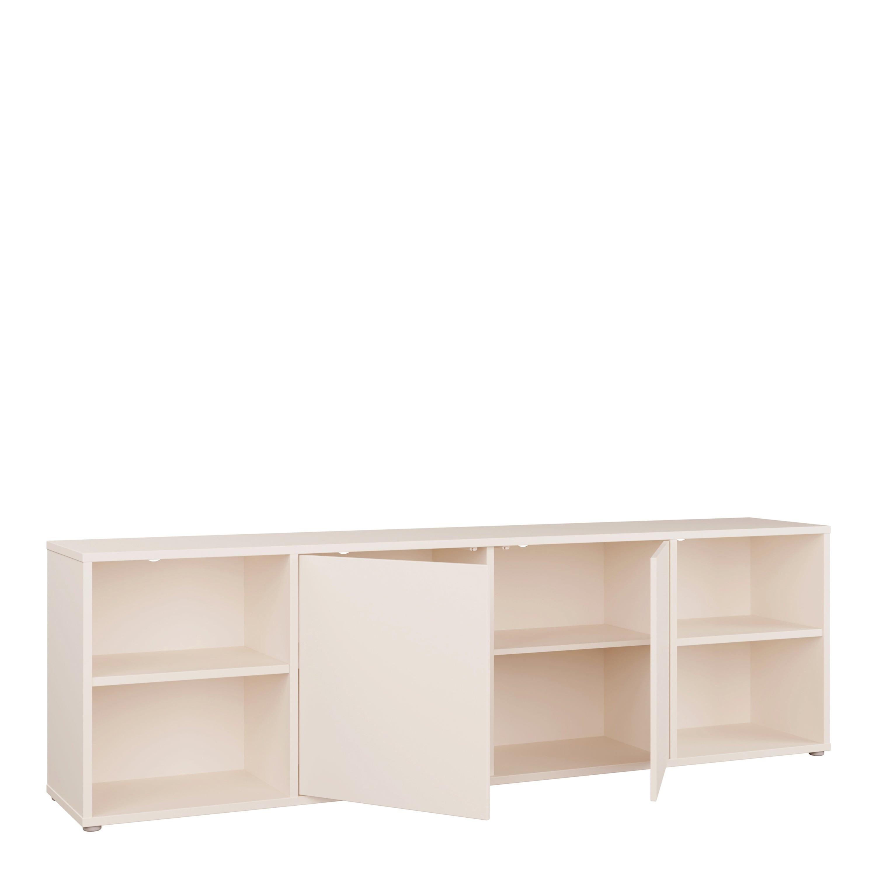 Alice Springs Wide TV Cabinet with 2 Doors Push-to-Open & 2 Open Shelves in Sand - image 4