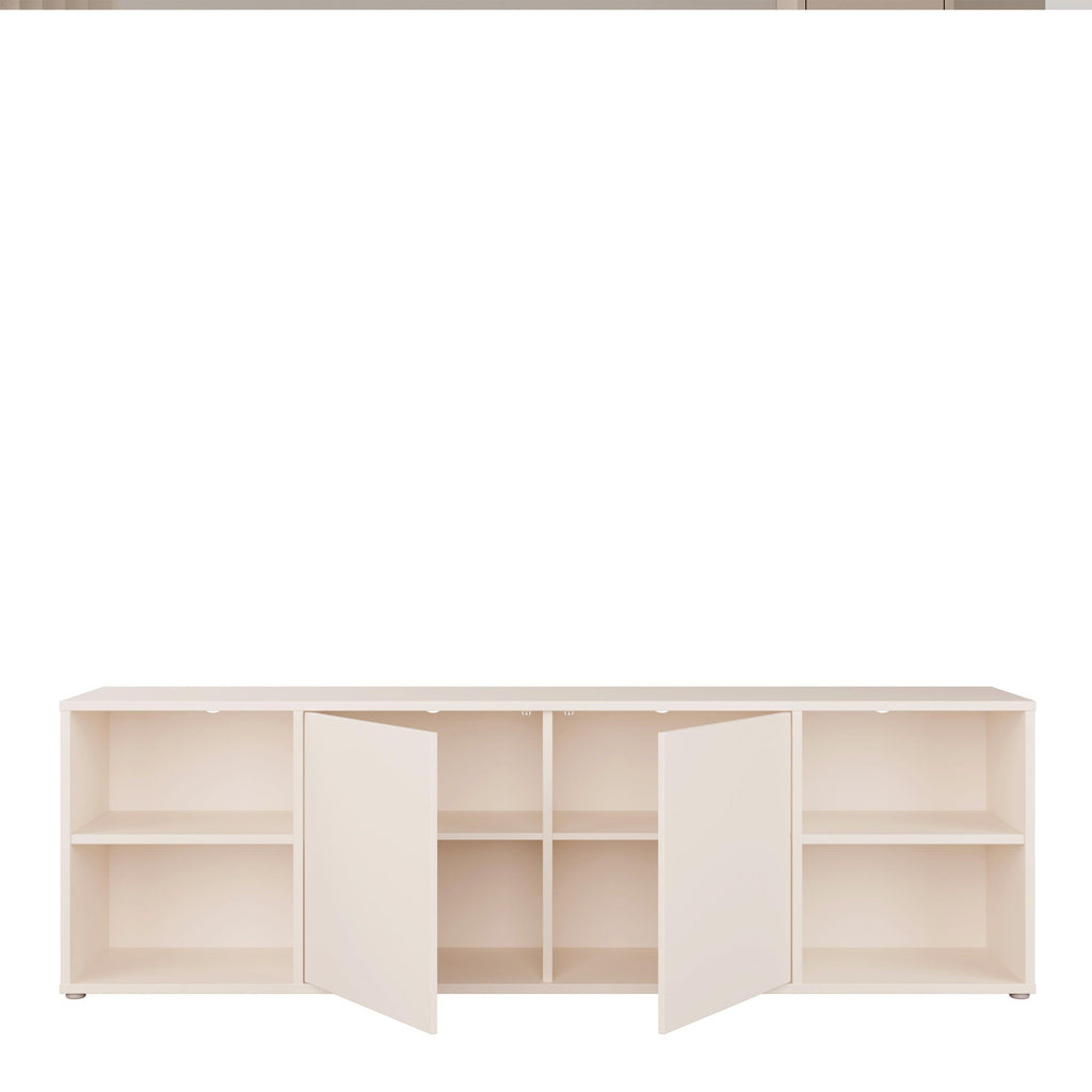 Alice Springs Wide TV Cabinet with 2 Doors Push-to-Open & 2 Open Shelves in Sand - image 5