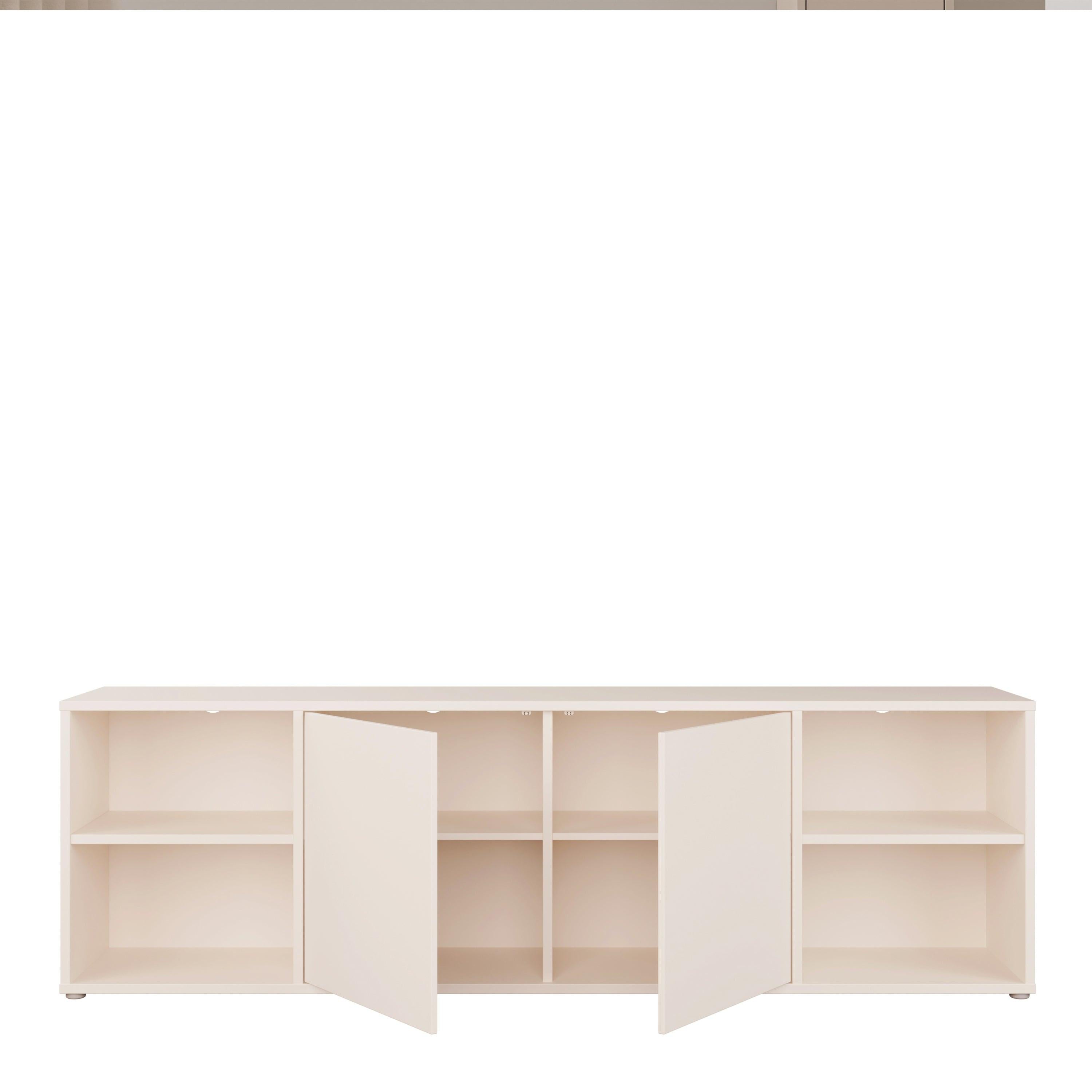 Alice Springs Wide TV Cabinet with 2 Doors Push-to-Open & 2 Open Shelves in Sand - image 5