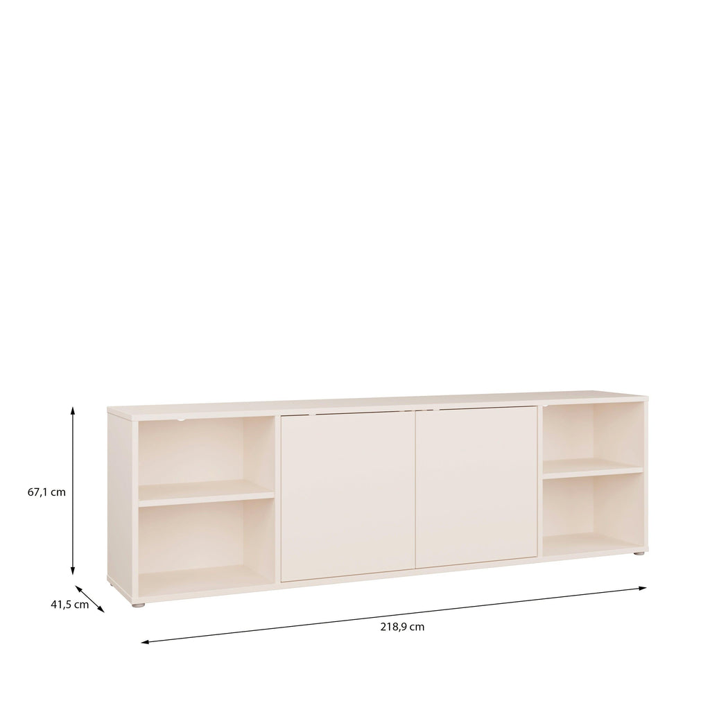 Alice Springs Wide TV Cabinet with 2 Doors Push-to-Open & 2 Open Shelves in Sand - image 8