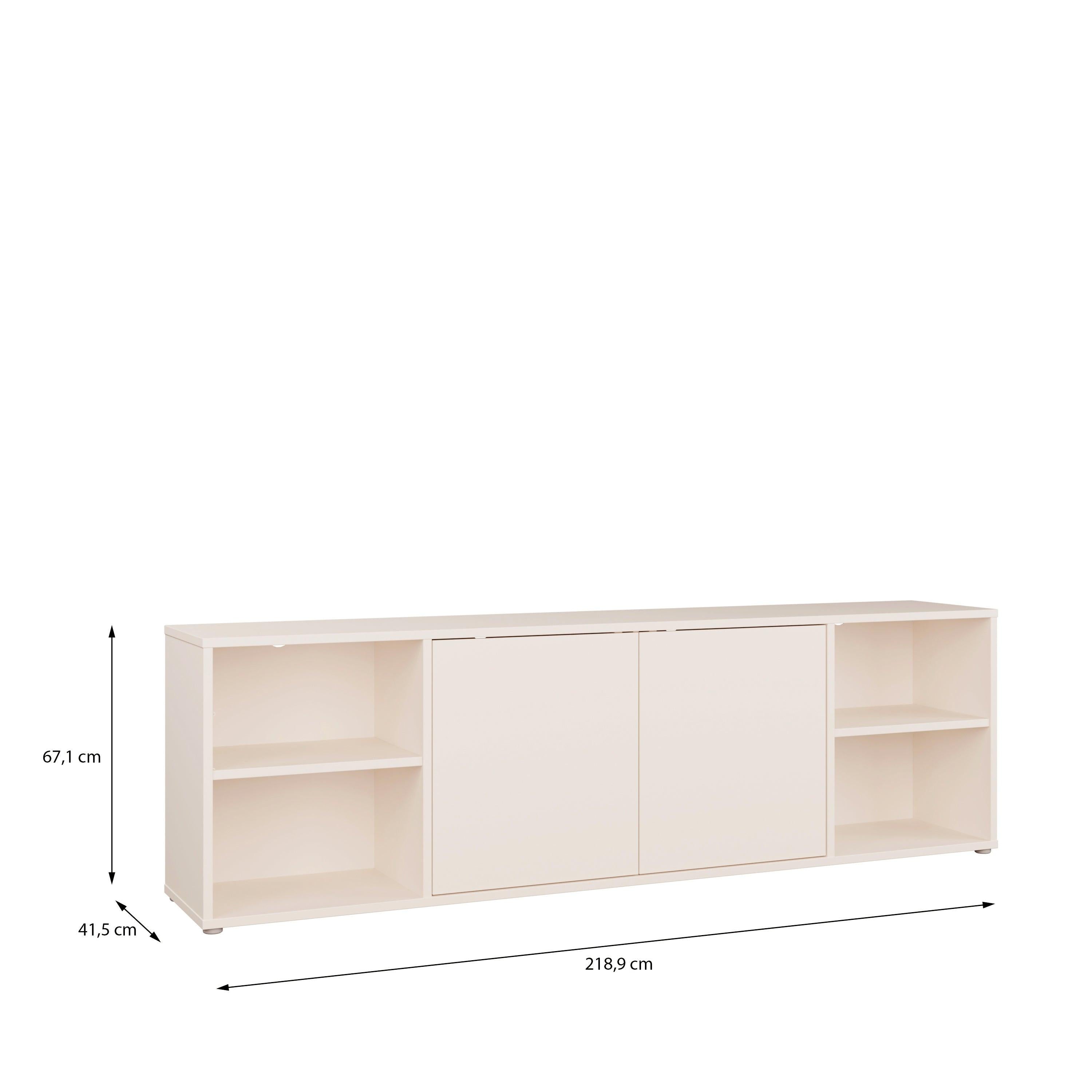 Alice Springs Wide TV Cabinet with 2 Doors Push-to-Open & 2 Open Shelves in Sand - image 8