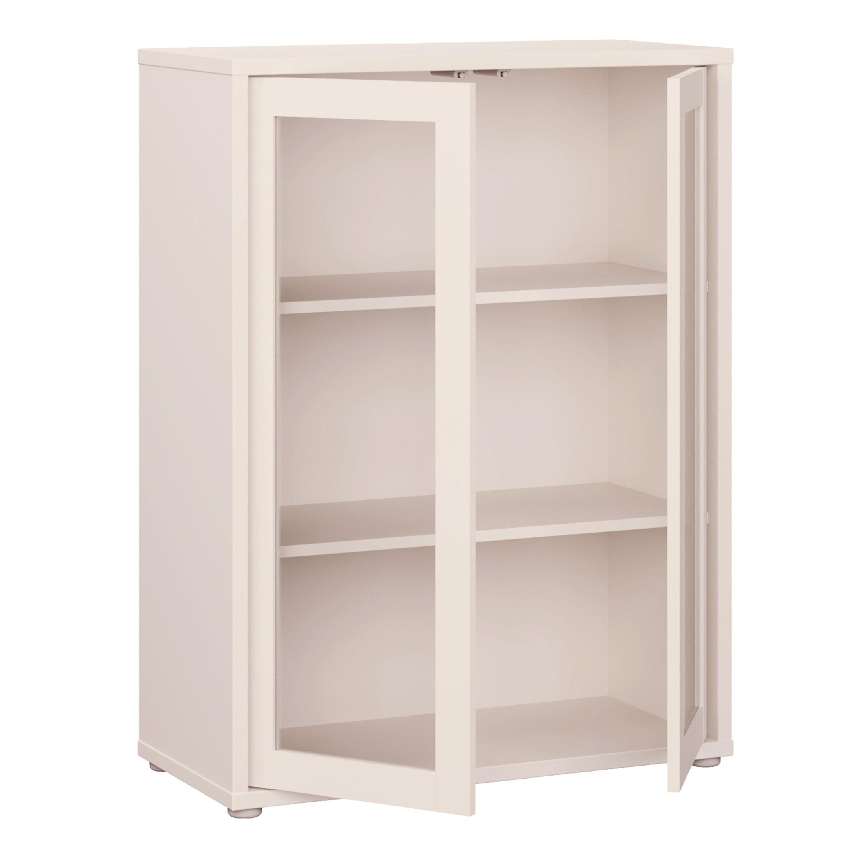 Alice Springs Low Glass Fronted Cabinet with 2 Push-to-Open Doors in Sand - image 4