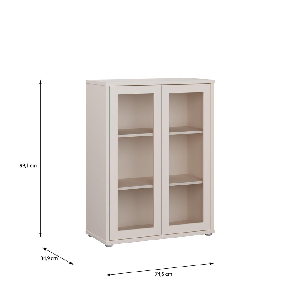 Alice Springs Low Glass Fronted Cabinet with 2 Push-to-Open Doors in Sand - image 7