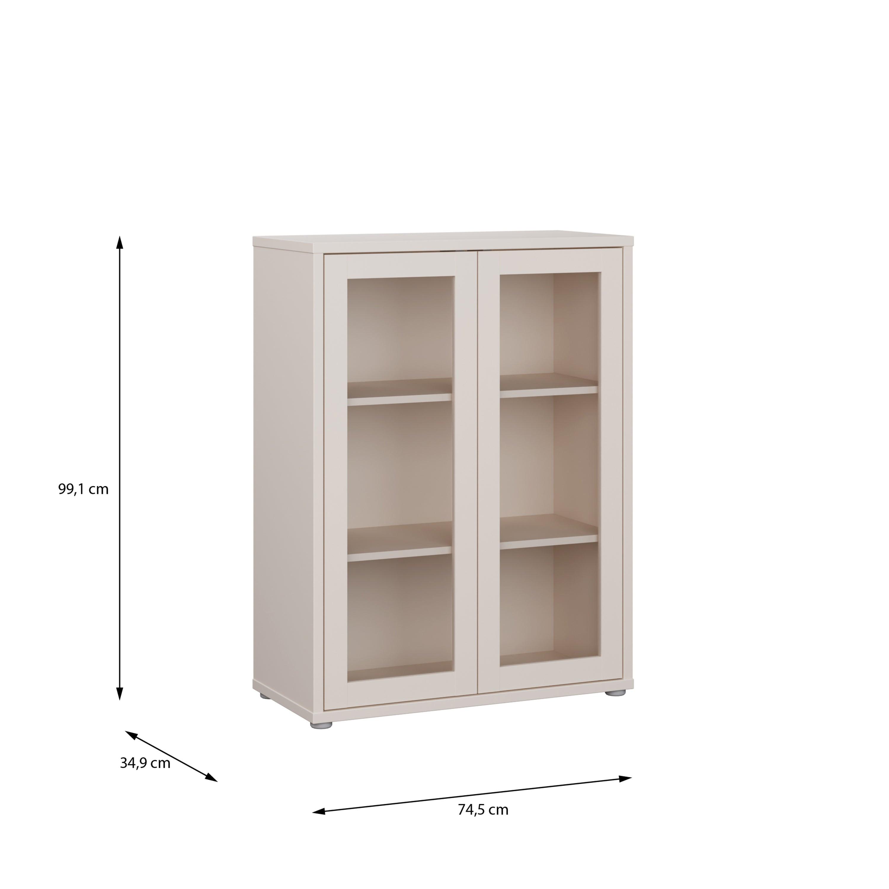 Alice Springs Low Glass Fronted Cabinet with 2 Push-to-Open Doors in Sand - image 7