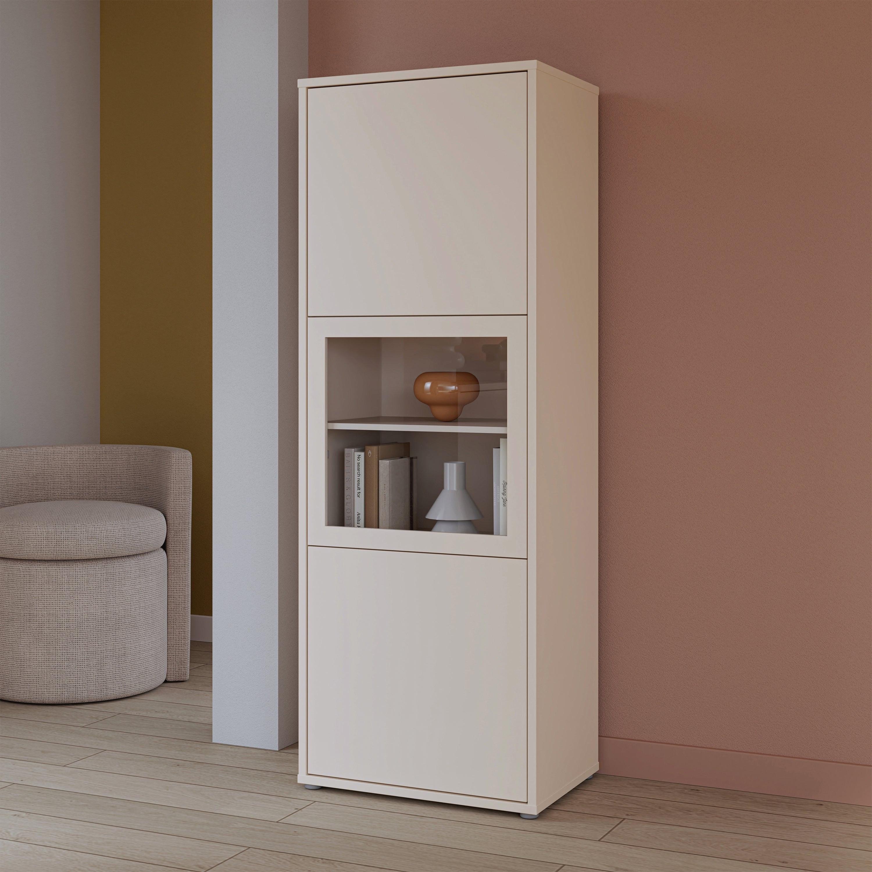 Alice Springs Narrow Display Cabinet with 3 Push-to-Open Doors in Sand - image 6