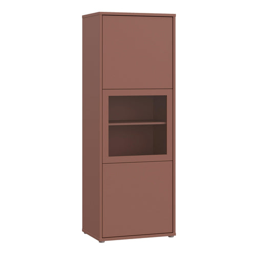 Alice Springs Narrow Display Cabinet with 3 Push-to-Open Doors in Terracotta