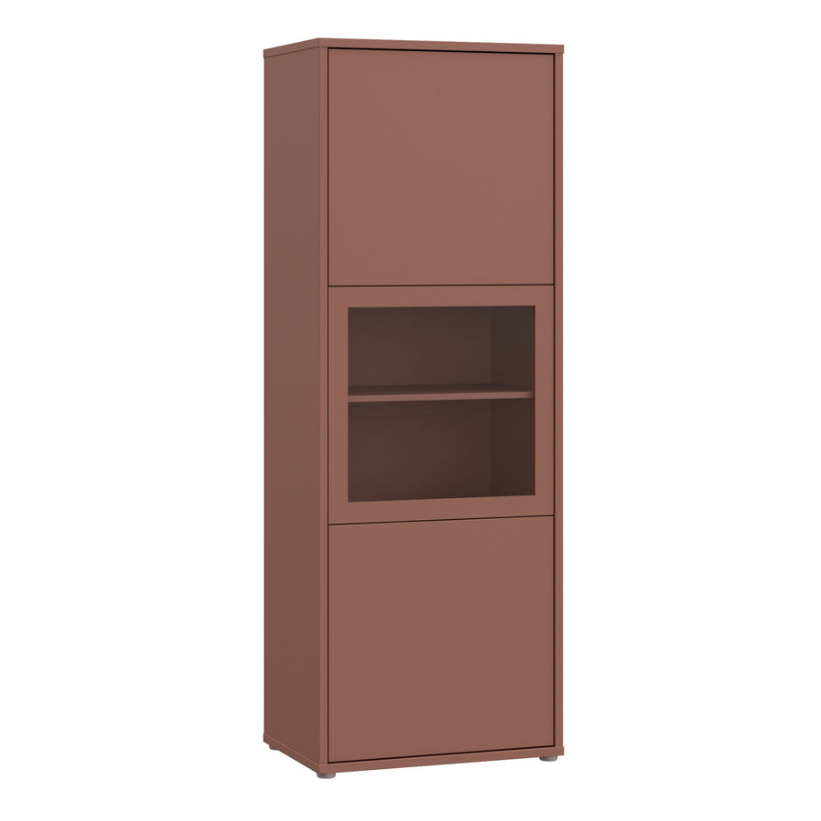 Alice Springs Narrow Display Cabinet with 3 Push-to-Open Doors in Terracotta