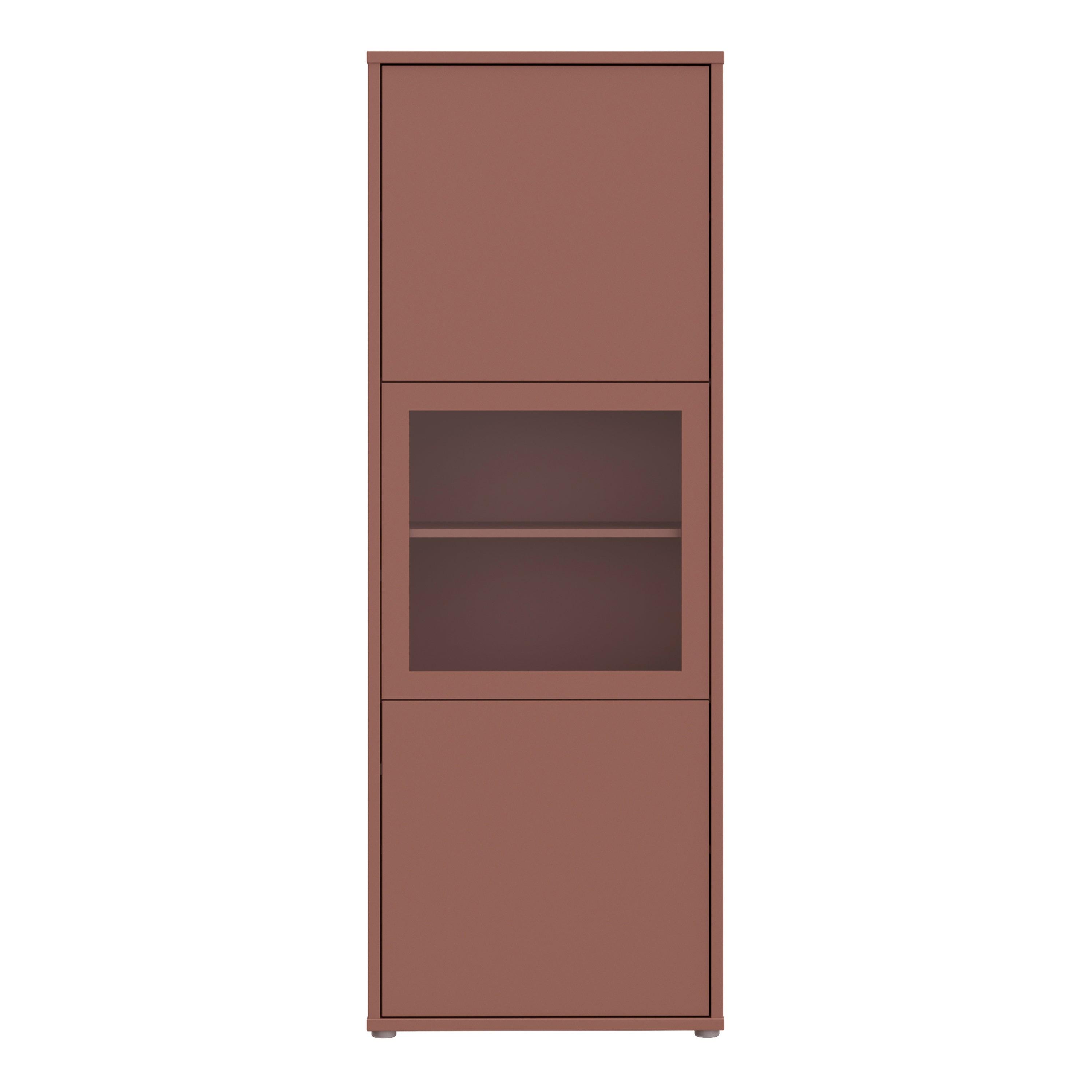 Alice Springs Narrow Display Cabinet with 3 Push-to-Open Doors in Terracotta - image 2