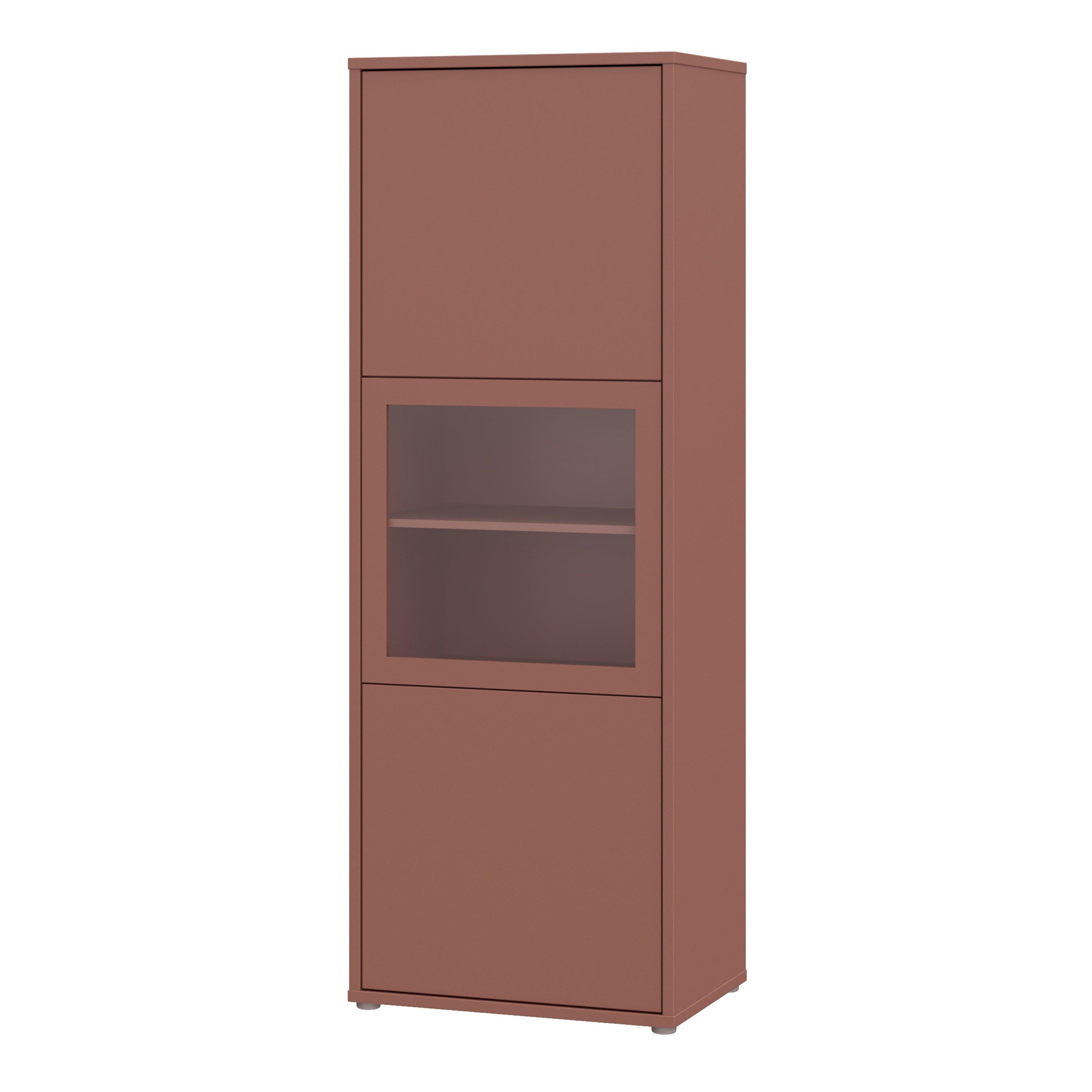 Alice Springs Narrow Display Cabinet with 3 Push-to-Open Doors in Terracotta - image 3