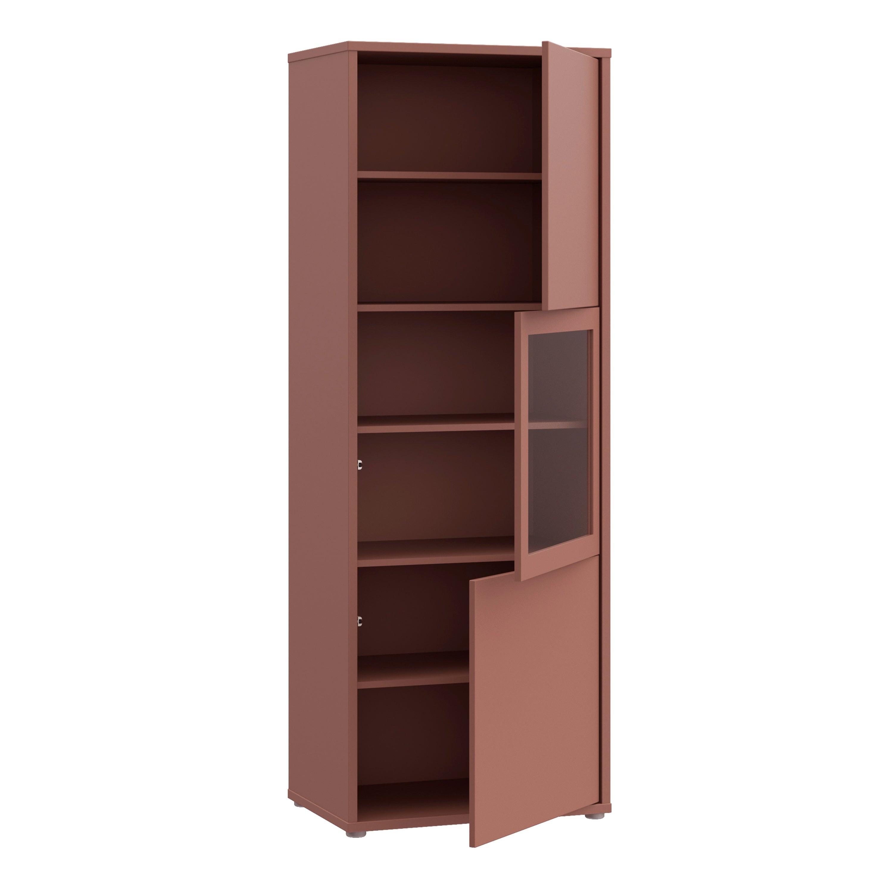 Alice Springs Narrow Display Cabinet with 3 Push-to-Open Doors in Terracotta - image 4